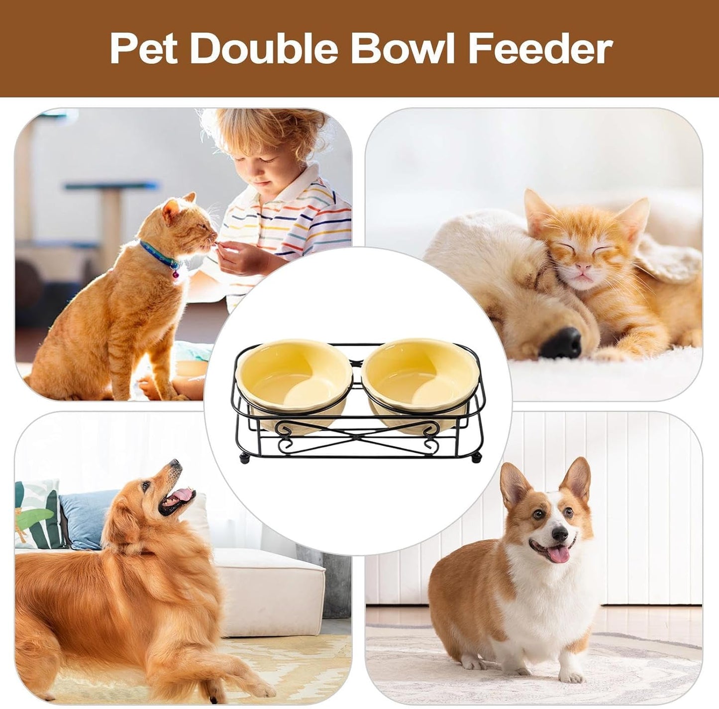 Washable Dog Bowl - Reusable Slow Feeder, Pet Feeder with Sturdy Stand, Puppy Bowls with Wide Mouth Design, Pet Feeding Station Accessories, Feline Bowl for Home Indoor Outdoor Use
