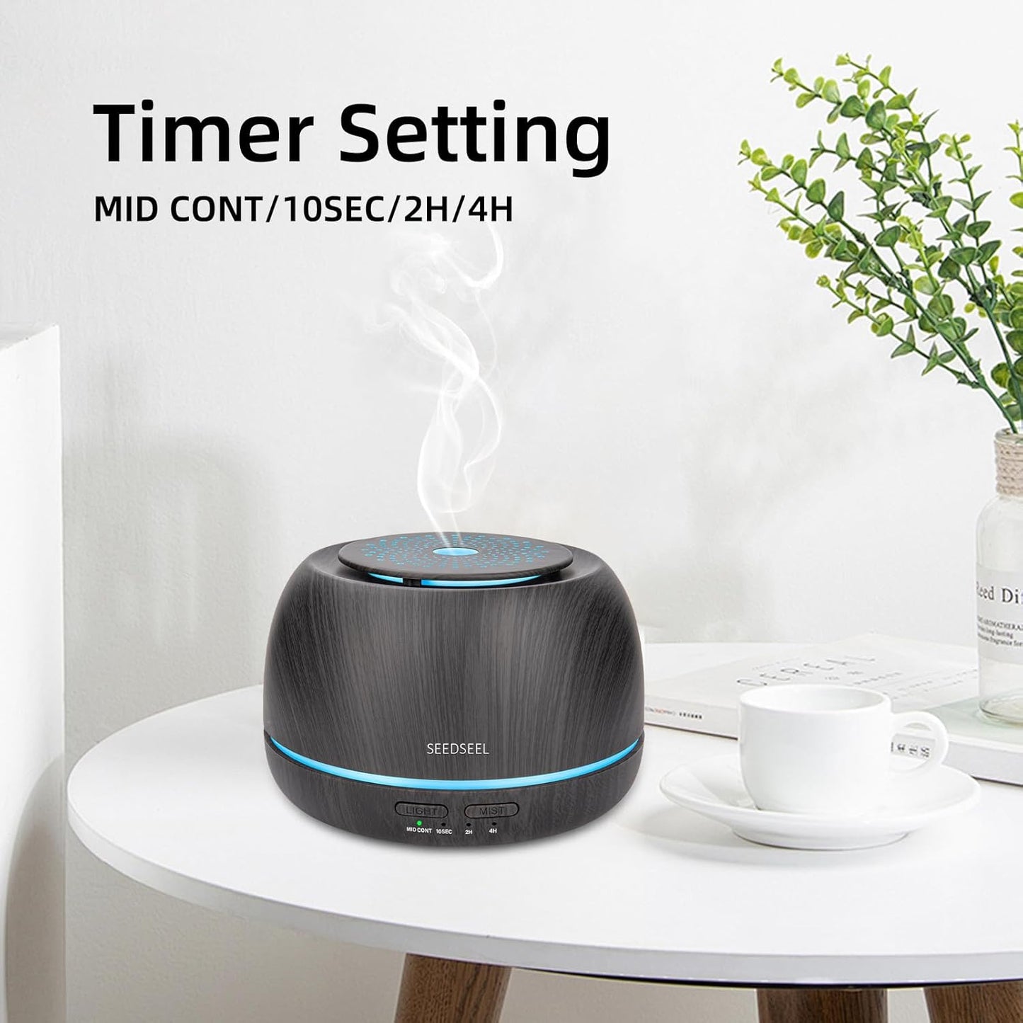 300ML Essential Oil Diffuser,Ultrasonic Aromatherapy Diffuser, 7-Color Gradient Lights, Remote Control, 8 Hours Run Time, Suitable for Home,Office