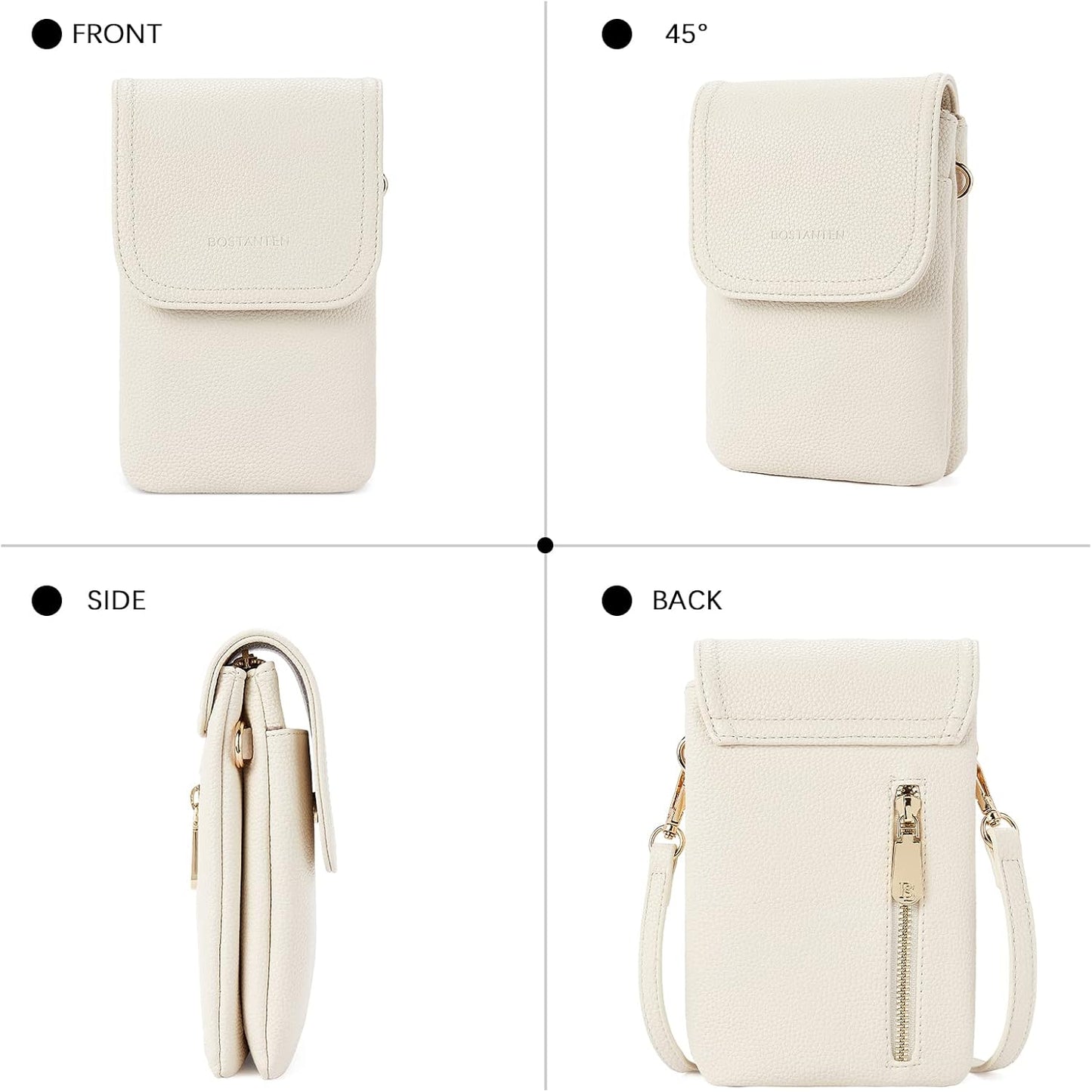BOSTANTEN Vegan Leather Small Crossbody Bags for Women Designer Cell Phone Bag Wallet Purses Adjustable Strap