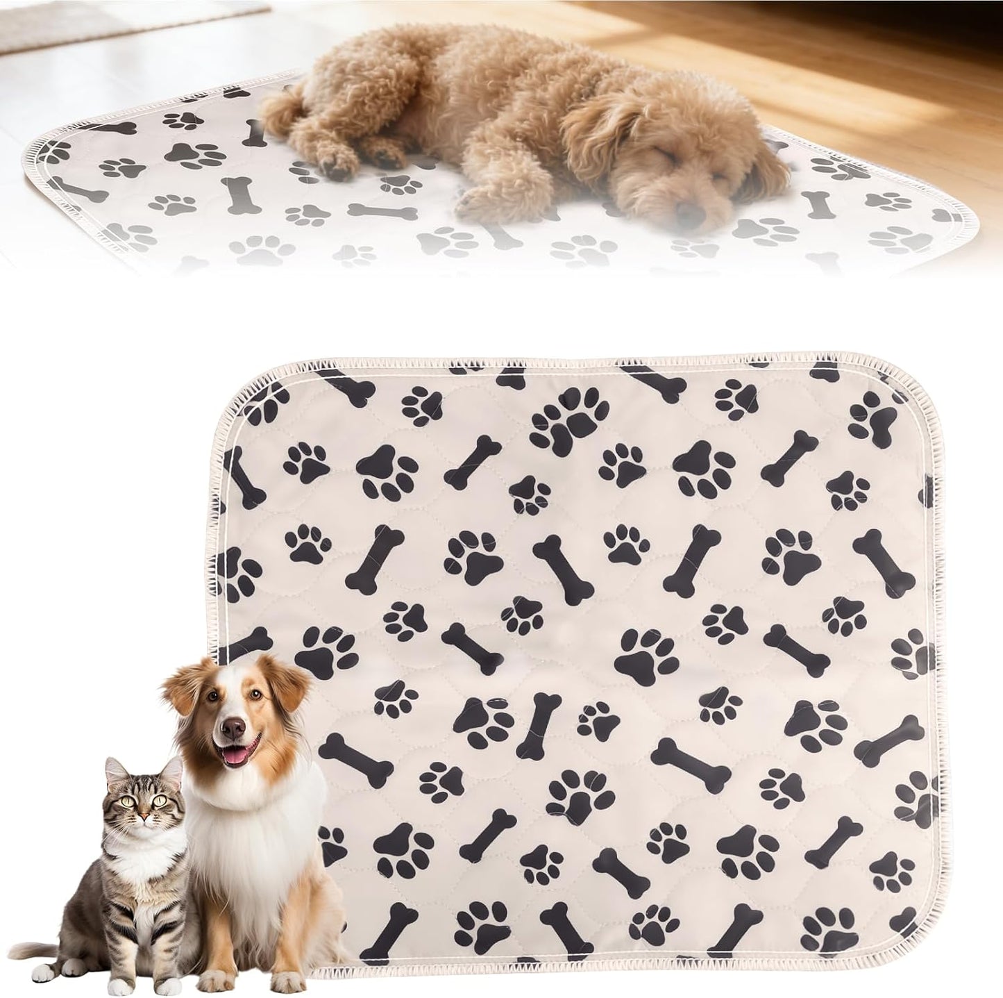 Puppy Pads with Pheromones, Washable Puppy Pee Pads for Dogs & Cats -Leak & Odor Proof, Non-Slip Base Training Pads for Home & Travel, Easy to Clean & Reusable (Medium: 27.5" × 31.5")
