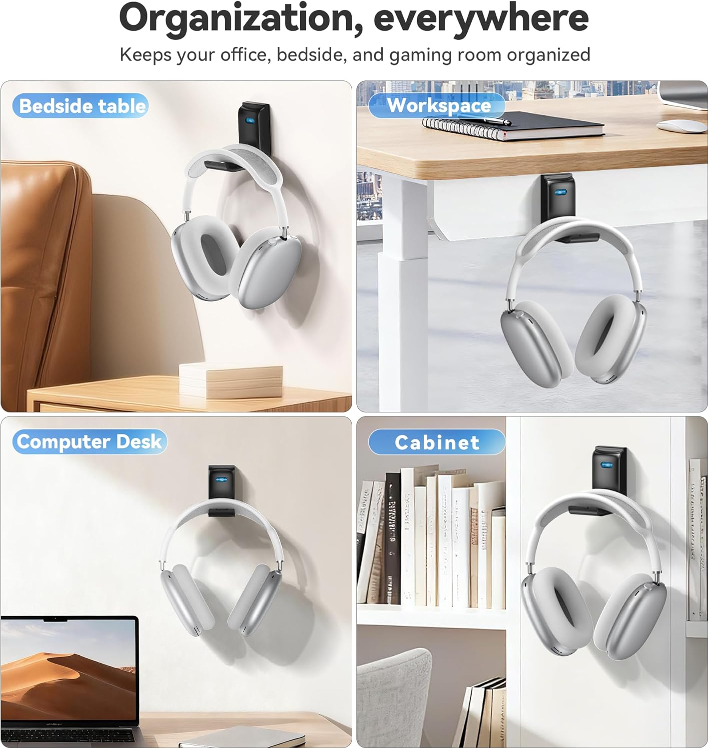 Headphone Stand Wall Mount, Gaming Headset Wall Shelf & Desk Holder, Hook Hanger, for Office / PS5/ XBOX/ PS4 Headset, Must Have Video Game Accessories, Essentials & Gift for Boys & Girls- 1 Pack