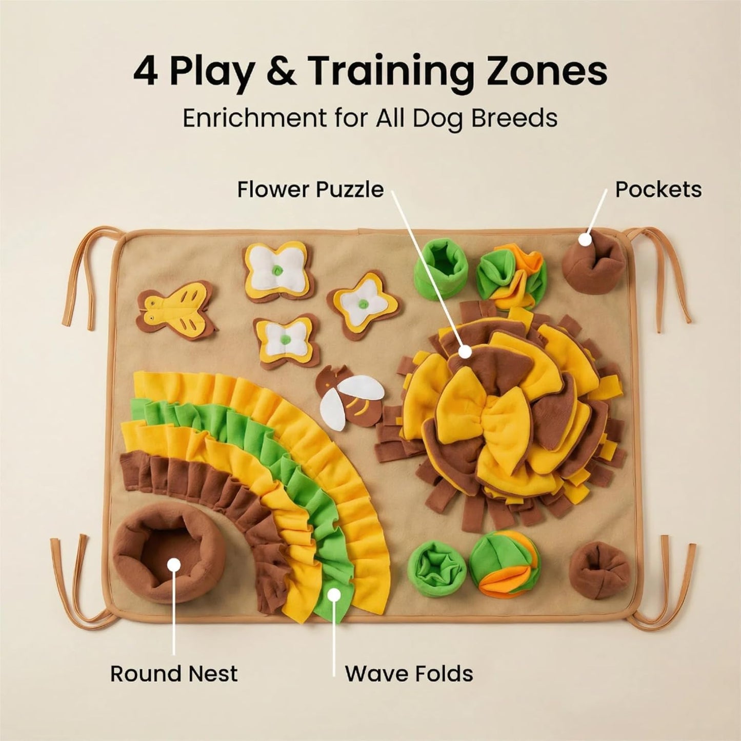 Sniffing Mat for Dogs,Pet Snuffle Mat,Nosework Feeding Mat Slow Feeder,Educational Food Storage Toys,Puppy Interactive Puzzle Food Mat,Food Storage Mat for Self-Entertainment,Easy to Clean, Durable