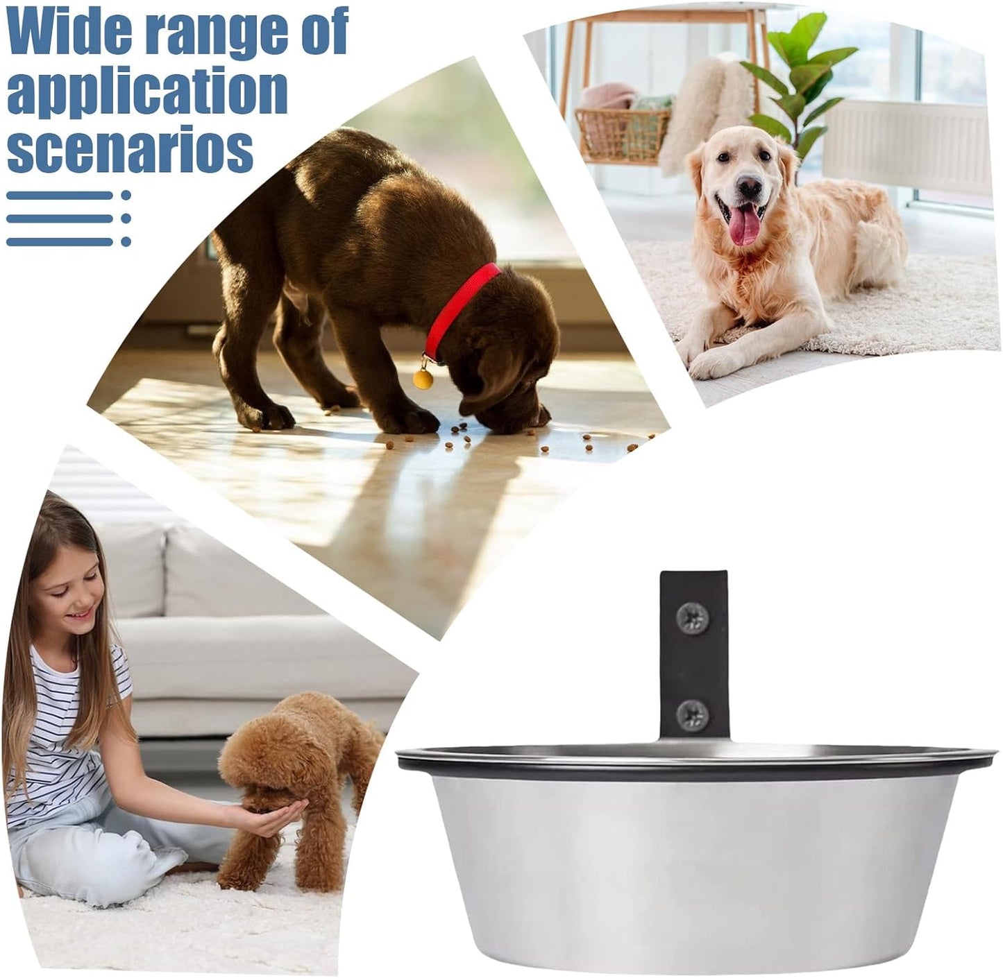 Dog Food Bowl - Wall Mount Dog Bowl Set, 2 Pieces Stainless Steel Elevated Feeder, Foldable Stand Included, Pet Supplies Spill-Proof Use, Cat Dish Puppy Bunny Feeding, Durable Easy Clean Bowls