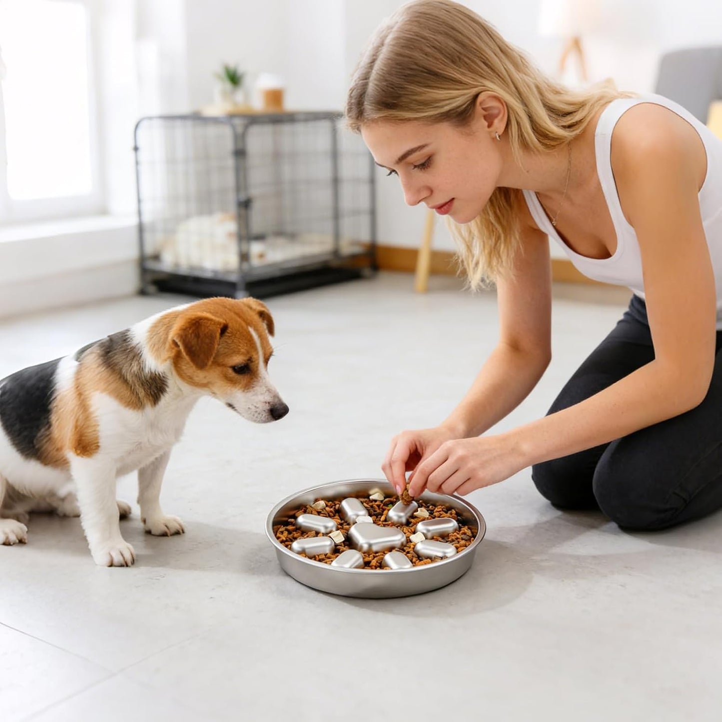 Slow Feed Dog Bowl, Anti Choking Pet Feeder, 2L Maze Bowl with Non Slip Base, Interactive Food Dish, Dog Feeding with Raised Design, Mealtime Solution for Medium Breed 9.06x1.38 inches