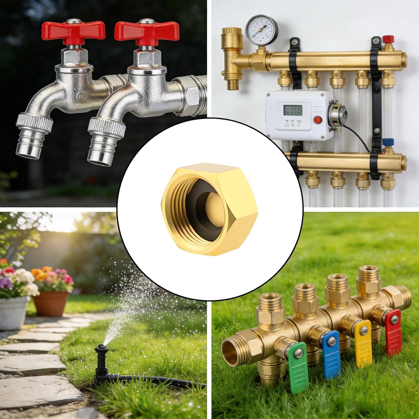 10 PCS 3/8'' Compression Valve Cap Fitting, Brass Cap with Sealing Washer, 3/8 Compression Fittings/Cap Washer/Plumbing Cap for Toilet Faucet, Dishwasher, Water Heater & Supply Line Shut Off Valve