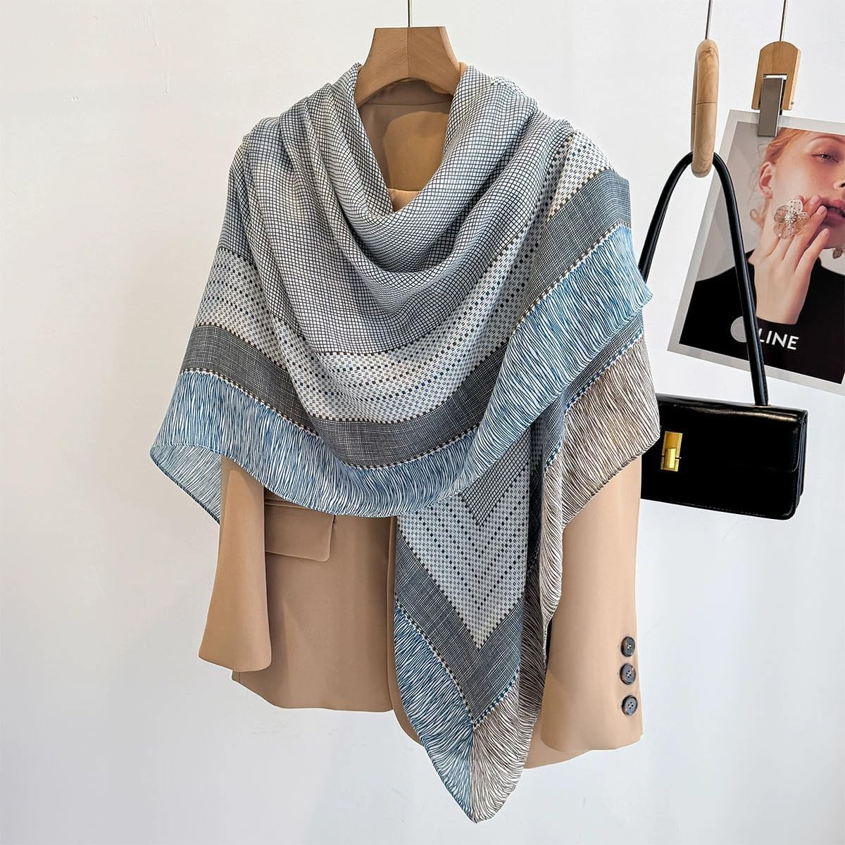 K-Elewon Large Square Scarf 51" Cotton and Linen Hand feel Scarf Fashion Scarves Hair Wrapping Scarfs Neck Scarves for Women