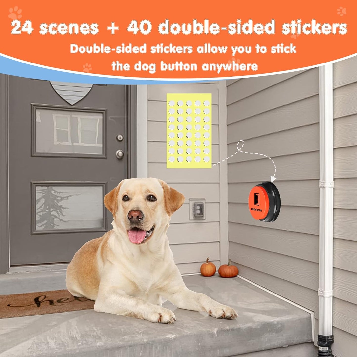 Dog Buttons for Communication,Talking Buttons for Dogs,8 Recordable Sound Buttons + 24 Scene Patterns + 1 Dog Button Mat+ 16 AAA Batteries，30 Seconds Dog Buttons for Pet Sound Training Toy