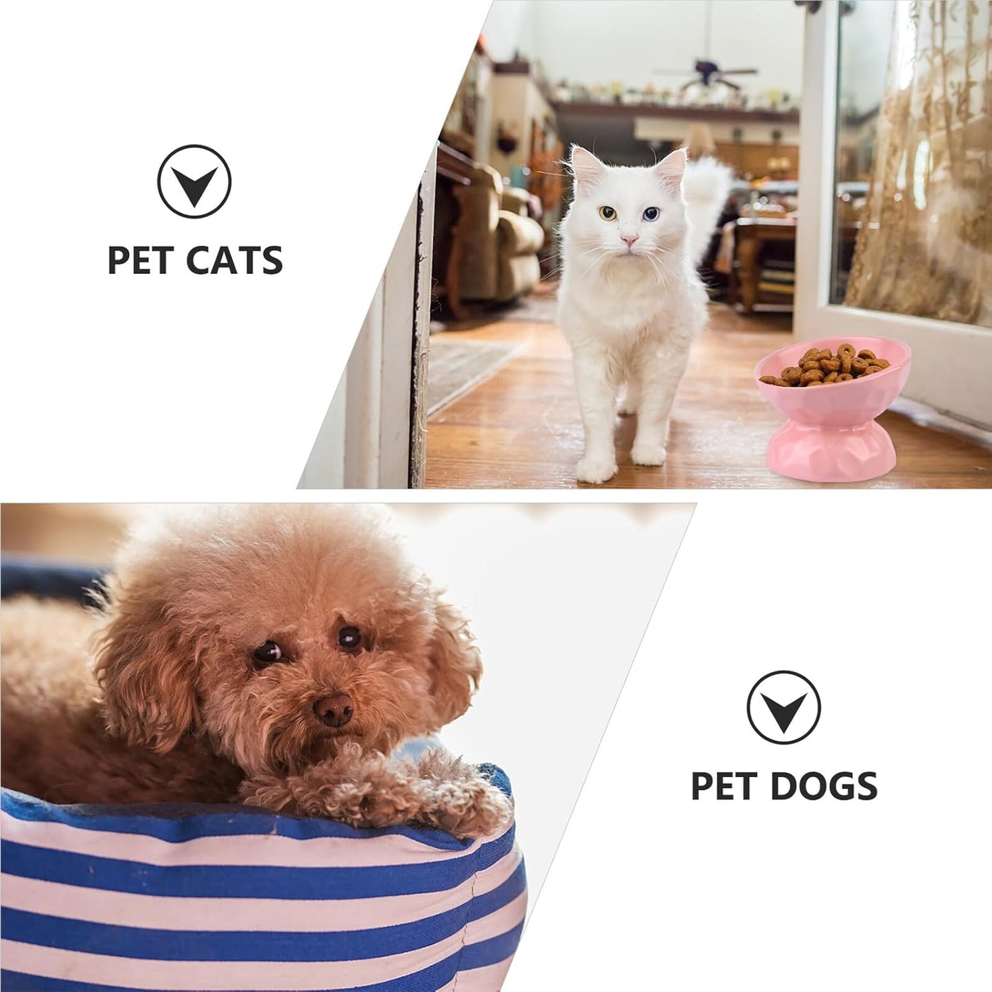Milisten Elevated Ceramic Cat Feeding Bowl Small Pink Pet Food and Water Feeder Neck Protection Raised Dish for Indoor Cats