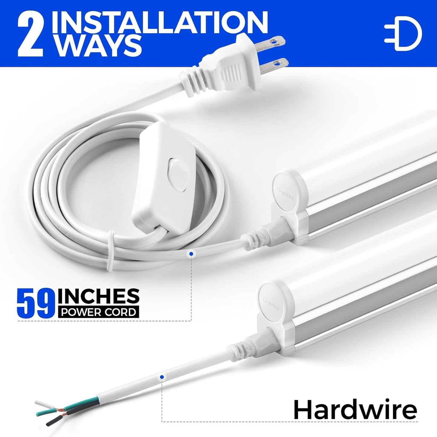 Barrina LED Shop Light 4FT, 2200lm, 4000K Cool White, T5 Led Fixture, Linkable Shop Lights, Ceiling and Under Cabinet Light, Tube Lights for Garage Warehouse Workshop Basement, ETL Listed, 8 Pack