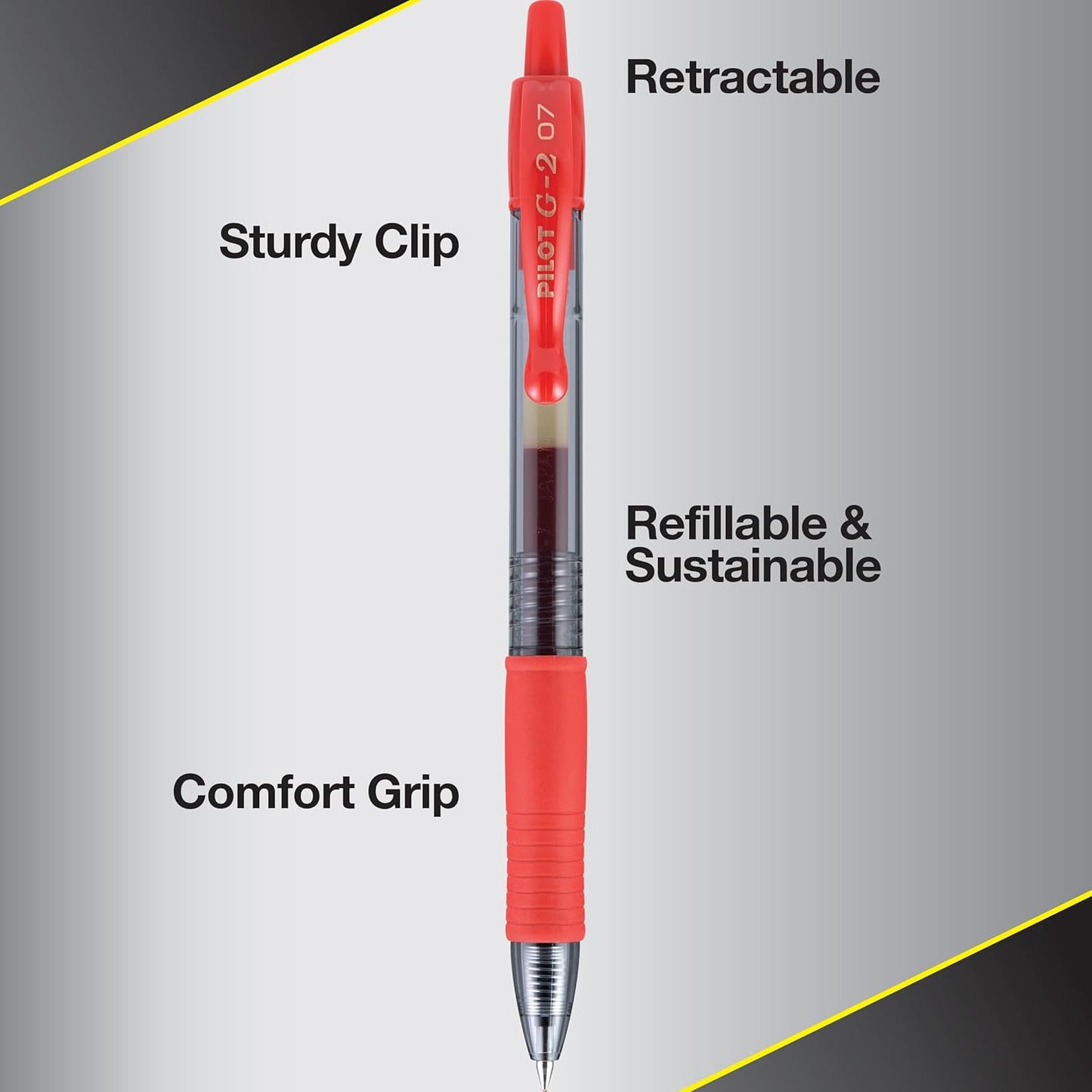 PILOT G2 Premium Refillable and Retractable Rolling Ball Gel Pens, Fine Point, Red Ink, 12-Pack (31022)
