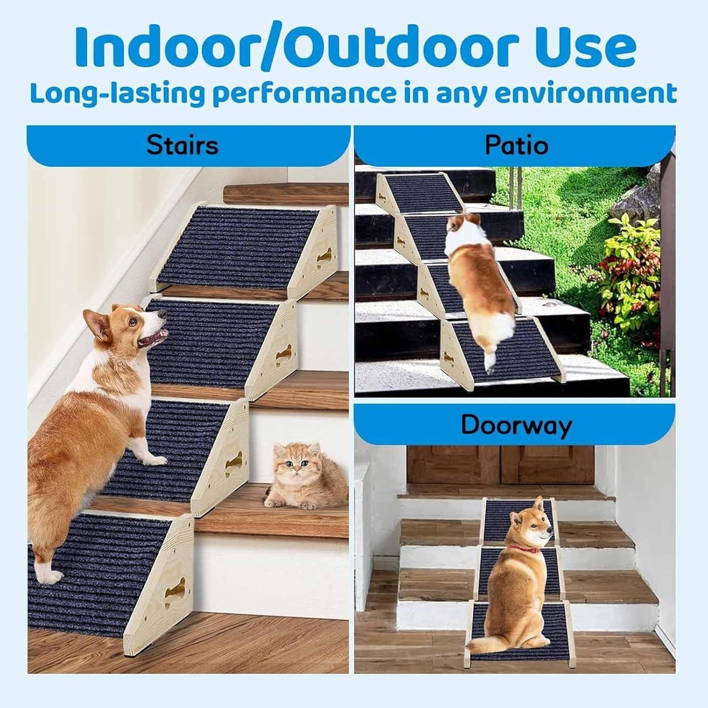 Wooden Dog Ramp - 26 Degree Non Slip, Portable Safety Ramps, Pet High Bed Climbing Stairs, Pet Ramp Accessory, Indoor Step Helper, for Couch Sofa Staircase Steps Indoor Use