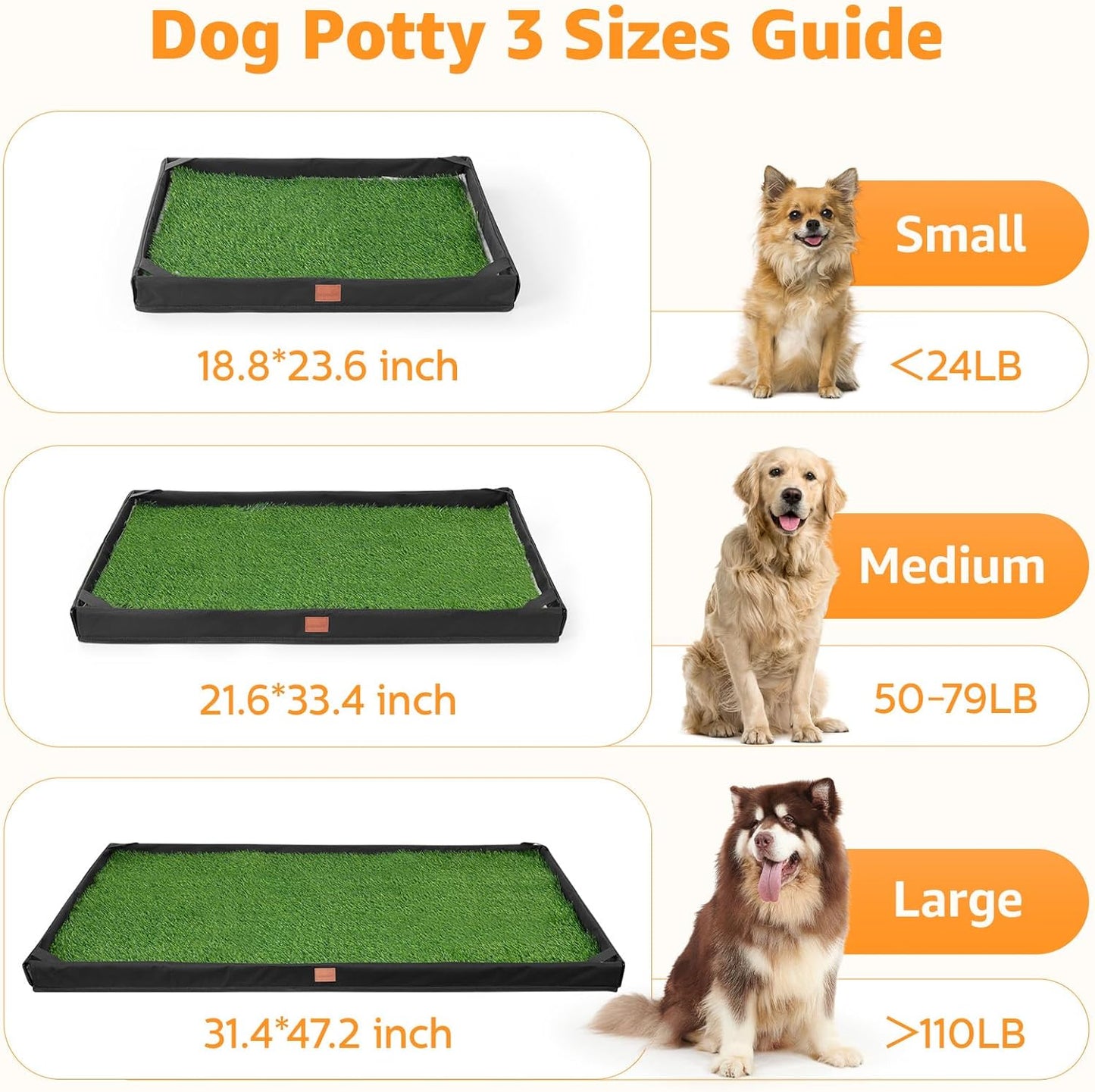 LOOBANI Dog Grass Pad with Tray, Lightweight Oxford Cloth Tray for Potty Training, 19 * 24 in