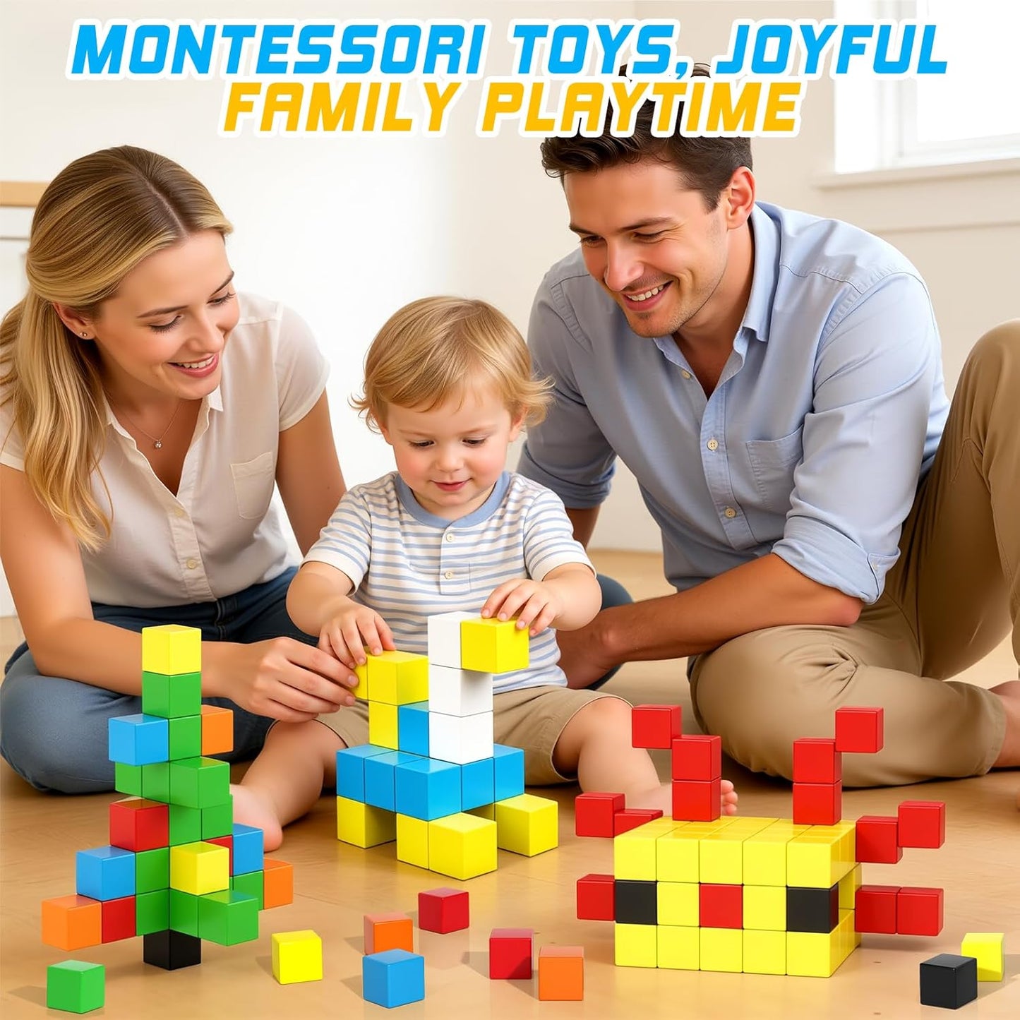 48PCS Magnetic Blocks for Toddlers Outdoor Toys Easter Gifts, Large Magnetic Cube Toy for Sensory Montessori Education Preschool Magnet Toys for 3 4 5 6 Year Old Boys and Girls