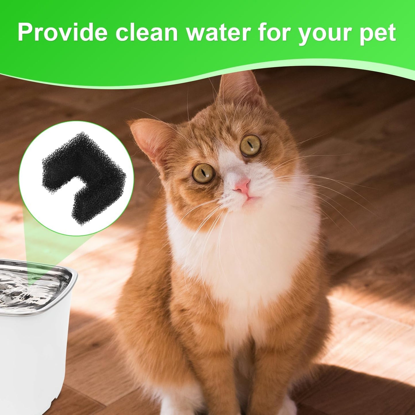 10pcs Cat Foam Filter Replacement for Pet Water Fountain, Black Pet Dog Drinking Water Fountain Sponge Filters Compatible with PetSafe Viva 64oz & 140oz Drinking Fountain