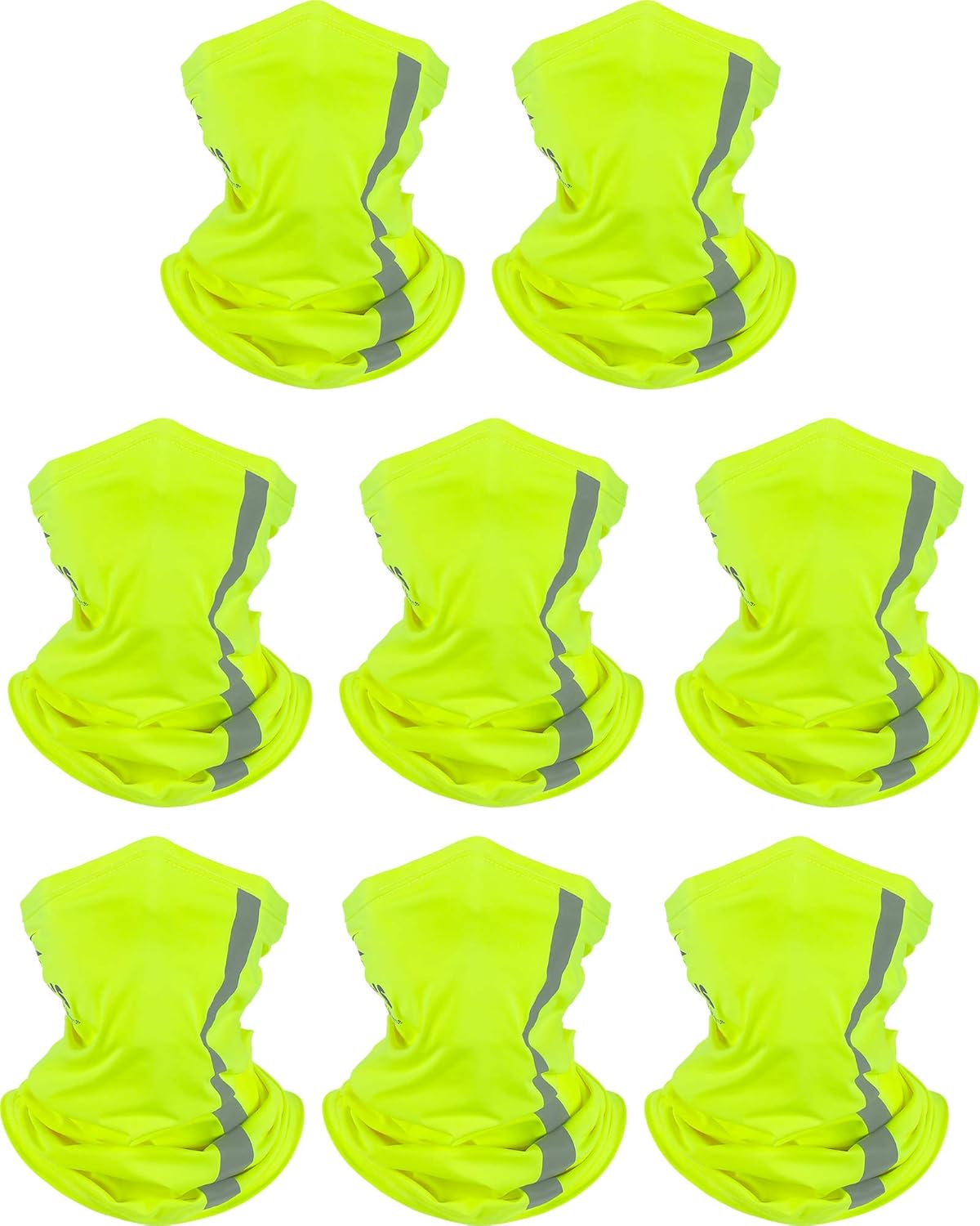 SATINIOR 8 Pcs Neck Gaiter for Men Reflective Face Mask Cover, UV Sun Protection Neon Balaclava Hi Vis Bandana for Work