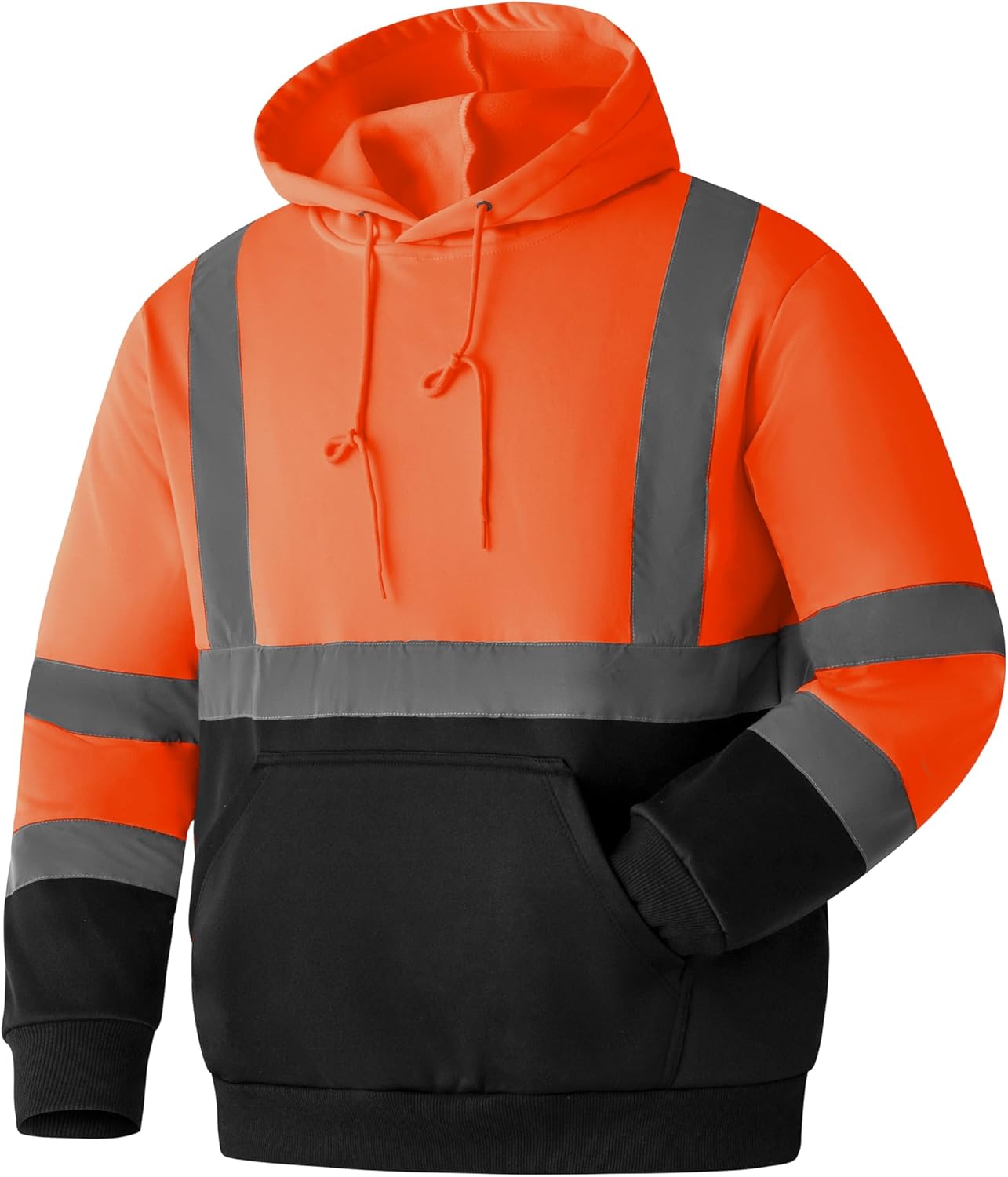 Ubon Hi Vis Hoodies for Men, High Visibility Hoodie Reflective Safety Sweatshirts Construction Workwear Black Bottom