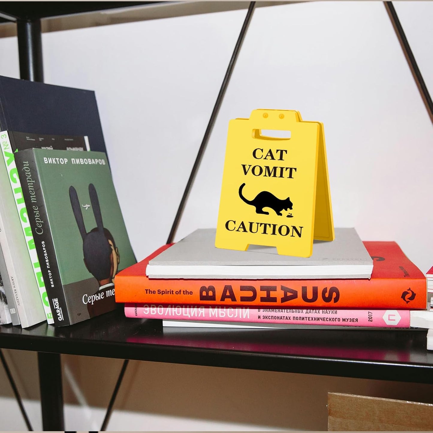 Funny Cat Vomit Caution Sign, Humorous Desk Sign for Cat Lovers, Perfect Cat Mom or Cat Dad Christmas Gag Gifts for Pet Owners, Best Friends, Cat Enthusiasts, Cat Themed Home Office Decor