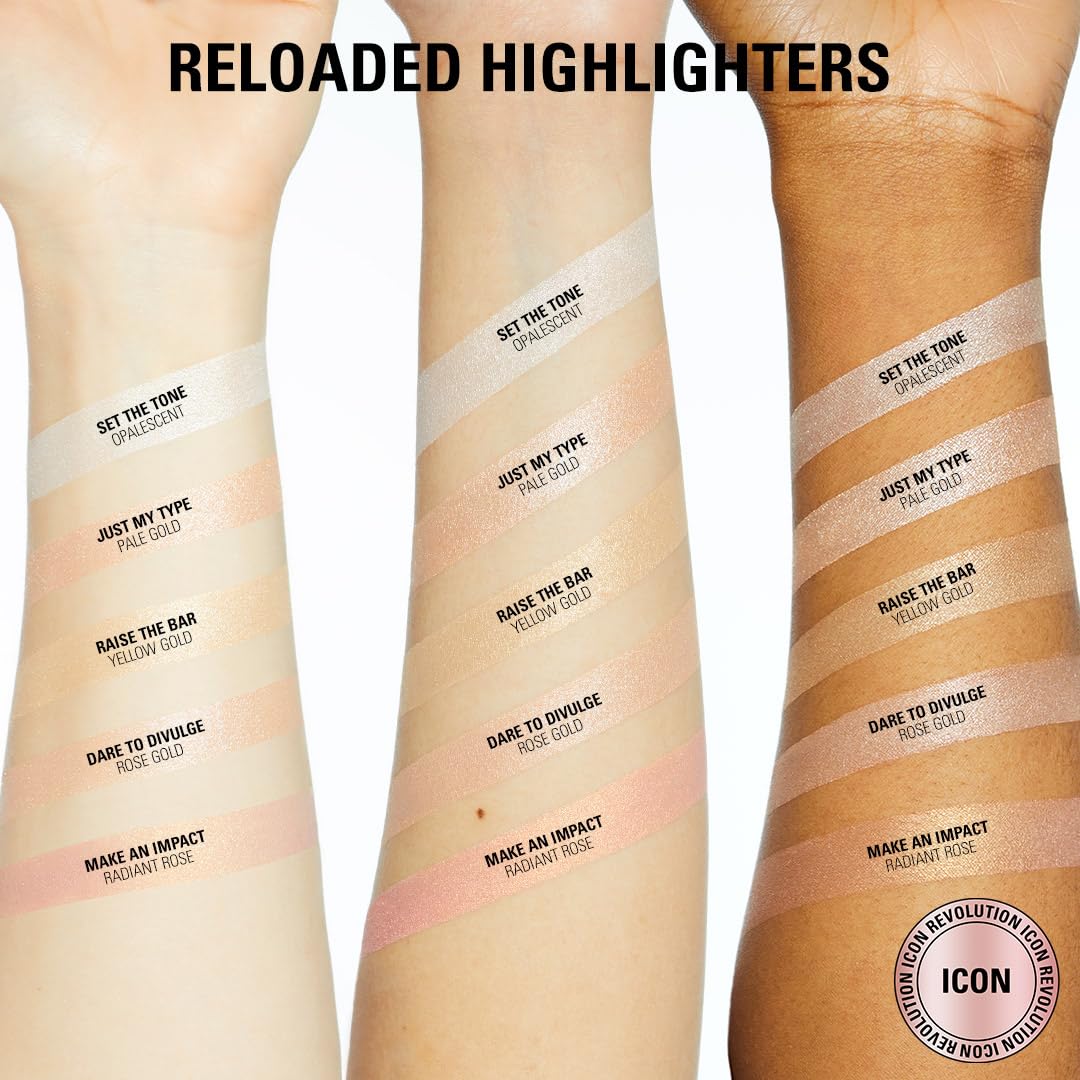 Revolution, Reloaded Pressed Powder Highlighter, Intensely Pigmented for a High Impact Dewy Finish, Just My Type, 0.22 Oz