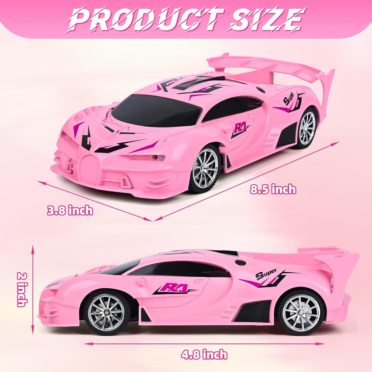 Pink Remote Control Car for Girls, Rechargeable High Speed Drift RC Cars Toys Gifts for Girl Age 6 7 8-12,1/18 Super Vehicle with Headlight Racing Hobby Xmas Birthday Gift