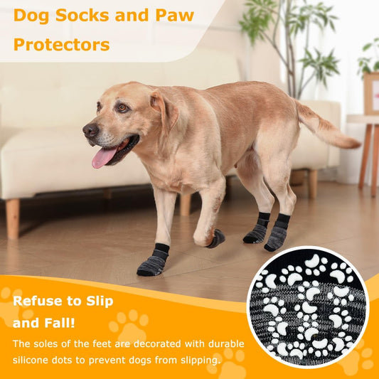 Dog Socks 20 Pack to Prevent Licking Paws, Anti Slip Dog Booties and Paw Protectors for Hardwood Floors Hot Pavement, Suitable for Small Medium Large Senior Dogs - Size Small