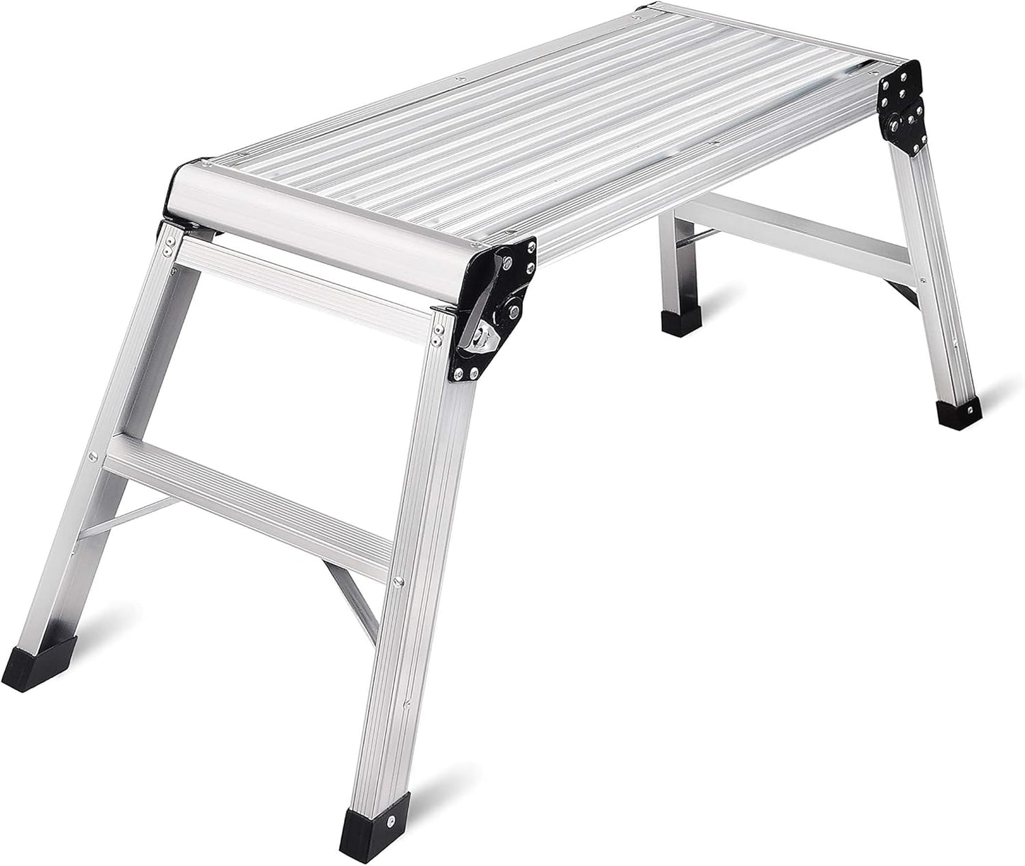 LEADALLWAY Work Platform Aluminum 30"x12"x20" Step Ladder Heavy Duty Foldable Aluminum Platform 330 Lbs Capacity