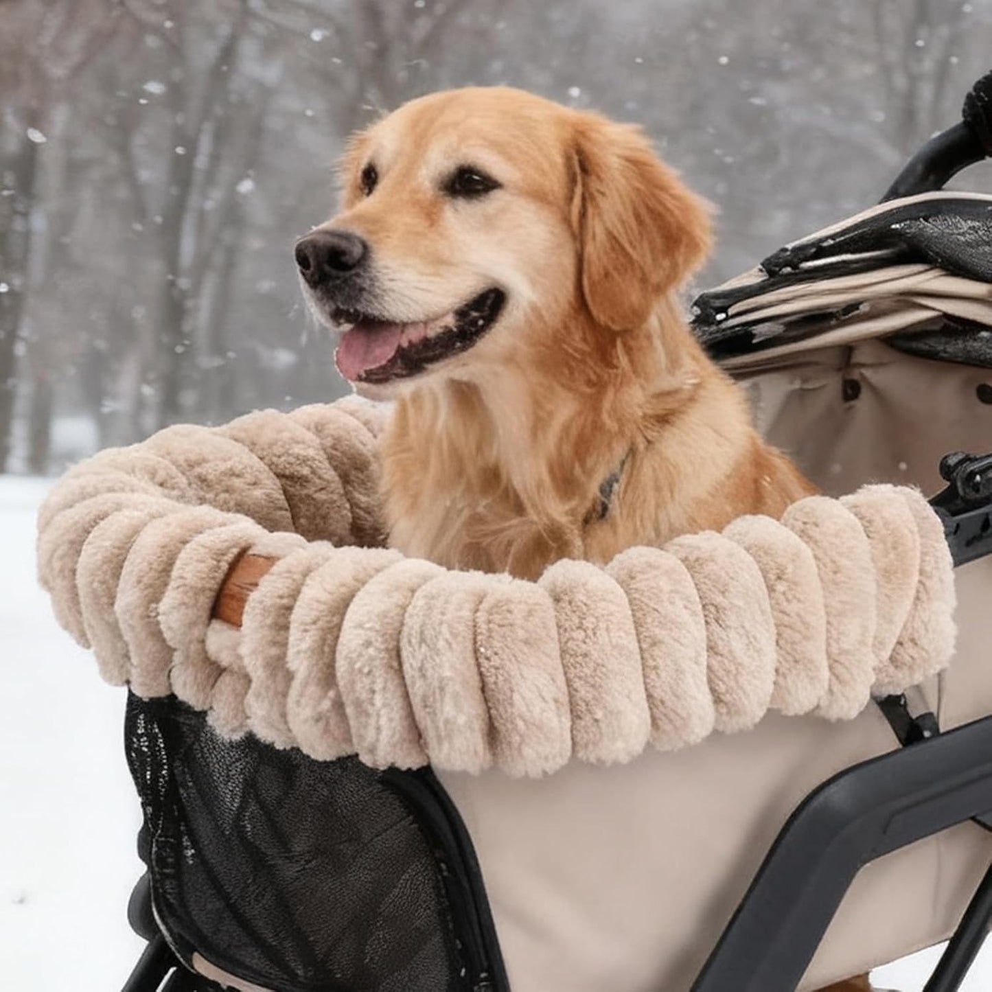 Dog Stroller Cushion - Plush Warm Washable Mat, Magnetic Buckle, Outdoor Indoor Travel, Cat Puppy House, Outside Gear, Small Grey Fabric Lightweight Aesthetic Soft Pet Comfort Device