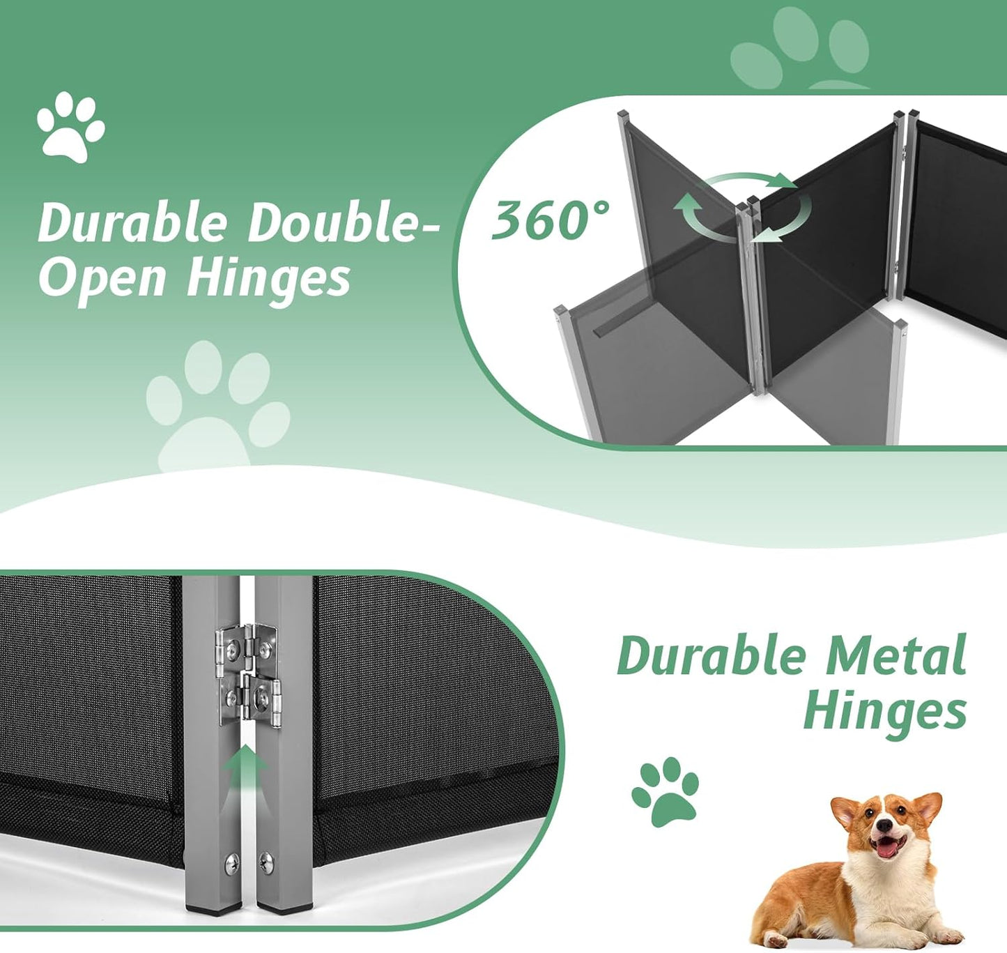 RANTILA 4 Panel Indoor Foldable Dog Fence Freestanding Dog Gate for Stairs, Hallways, or Doorways for Small Dogs- 68 X 24 Inch, Black, Need Assembly