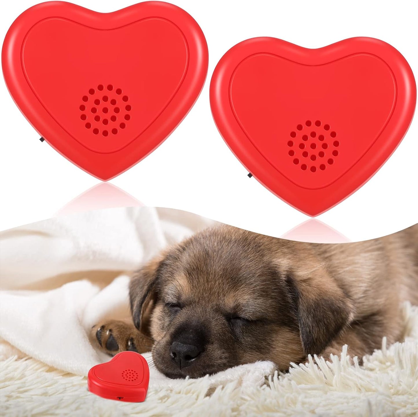 Wettarn 2 Pcs Heartbeat Replacement Puppy Soother Heartbeat Simulator for Dogs and Cats Sleep Aid Calming Toys Anxiety Relief Behavioral Training Rechargeable Add to Plush Blankets Pillows Beds