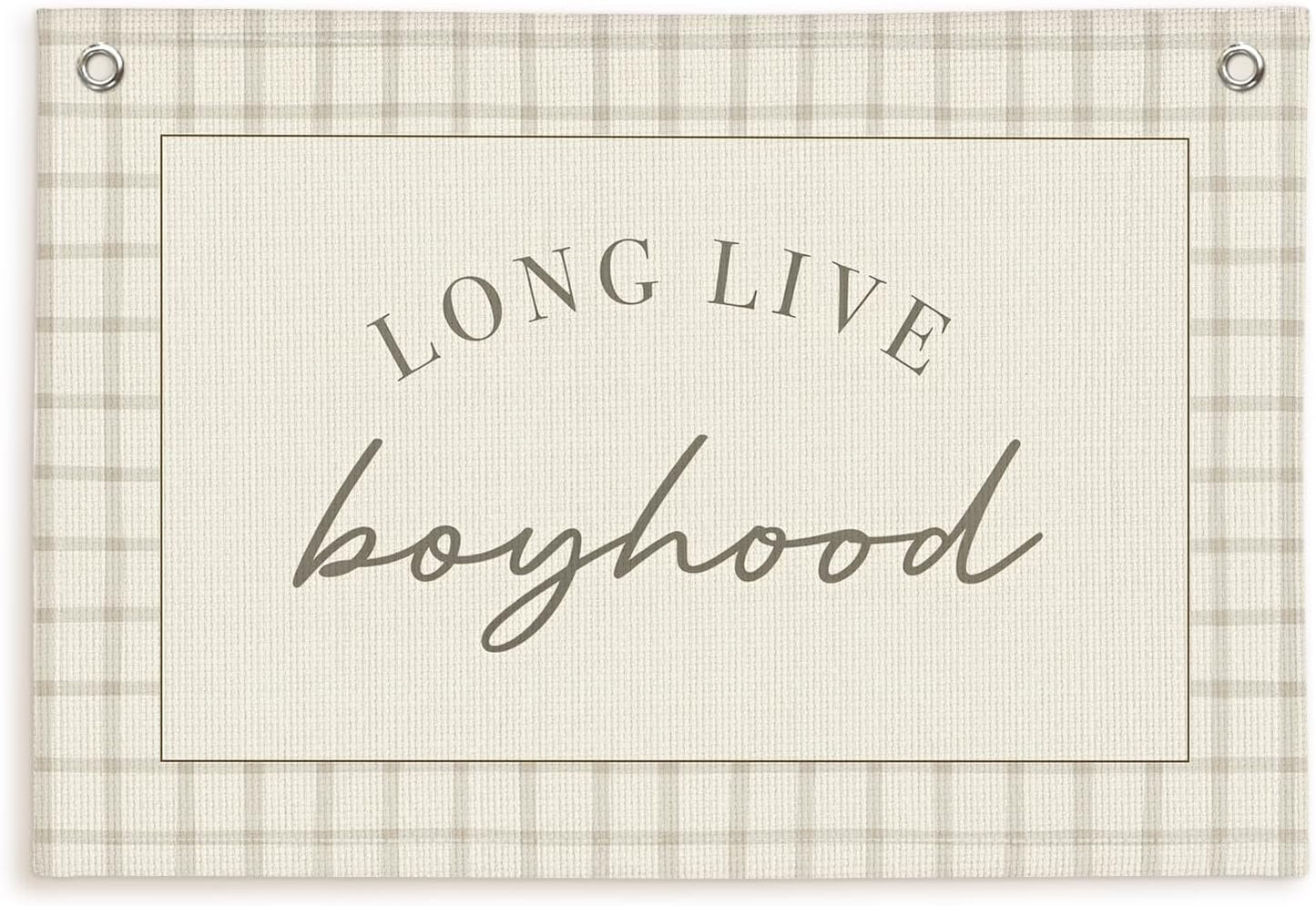 Lacama Long Live Boyhood Banner Boy Nursery Decor, Baby Boy Nursery Decor, Vintage Wall Hanging Flag Decor for Nursery Playroom Toddler Room, Boys Room Decor 30x20 In