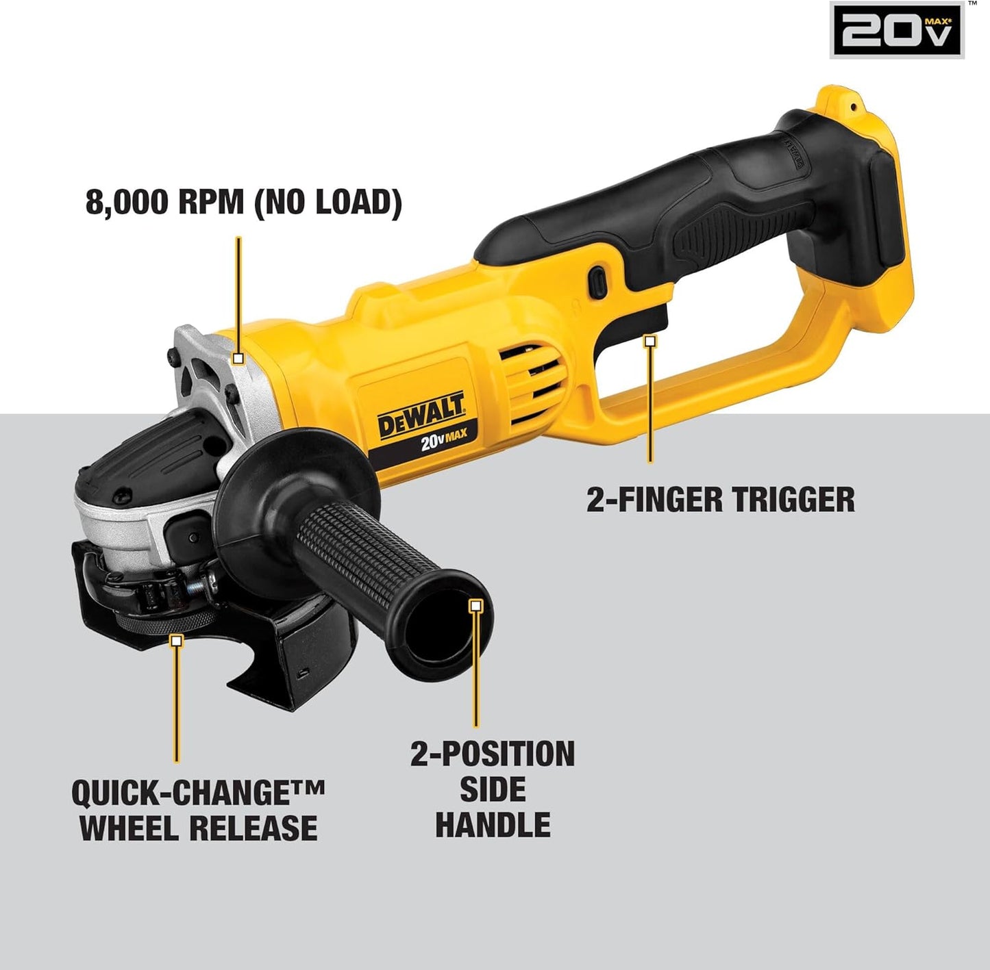 DEWALT DCG412B 20V MAX* Lithium Ion 4-1/2” Grinder (Tool Only)