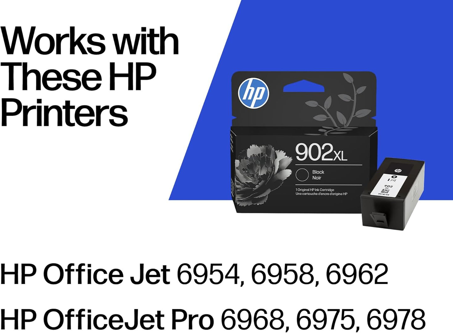 HP 902XL Black High-Yield Ink Cartridge Printers | Works with Printer Series: OfficeJet 6954, 6958, 6962, OfficeJet Pro 6968, 6975, 6978 | Eligible for Instant Ink | T6M14AN