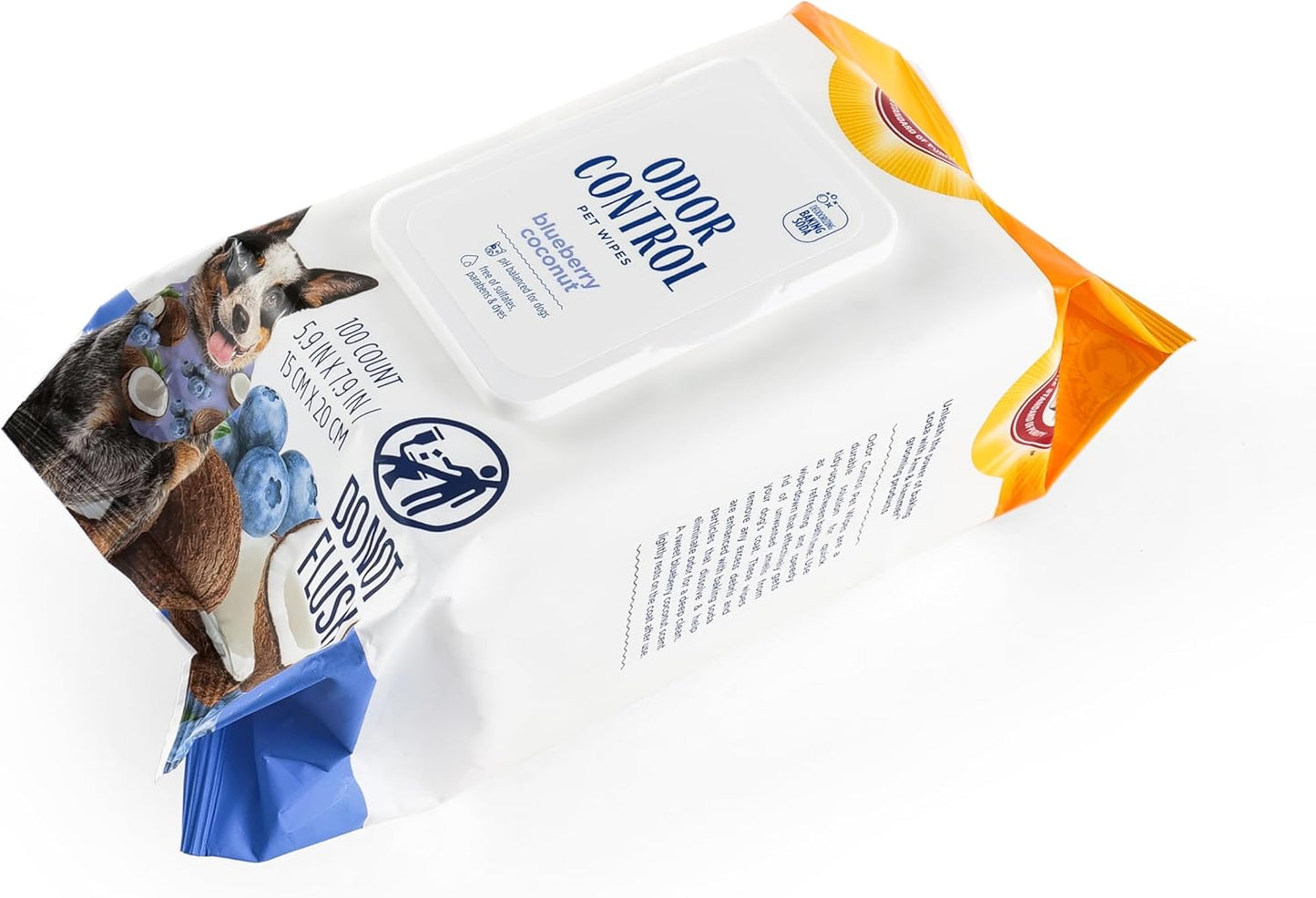 Arm & Hammer for Pets Odor Control Wipes for Dogs, Best Odor Eliminating Waterless Cleaning for Dogs & Puppies | Blueberry Coconut Scent, 100ct