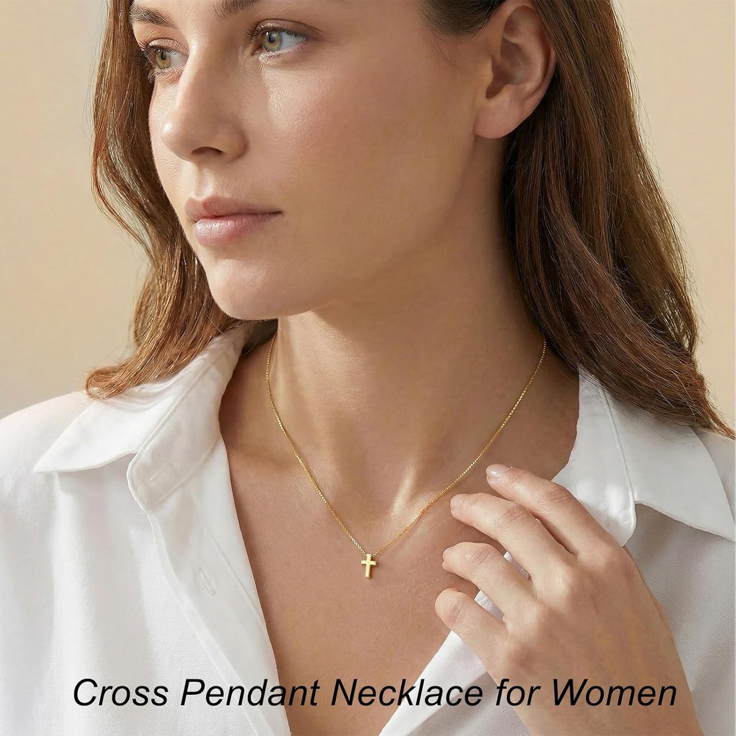 Easter Basket Stuffer Cross Necklace for Women Girls, Dainty 14K Gold Silver Plated Cross Choker Jewelry Non Tarnish Waterproof Cute Simple Small Necklace Christian Baptism Religious Faith Jewelry Gifts