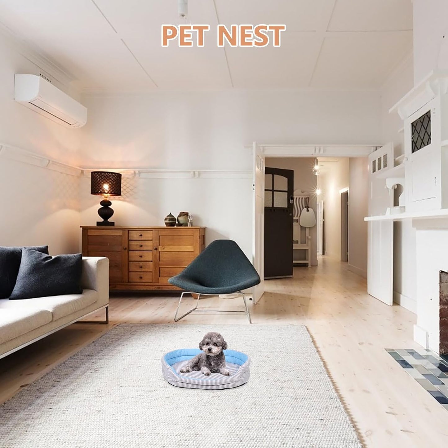 PRETYZOOM Summer Cooling Pet Bed Mat with Self-Cooling Gel, Washable Non-Toxic Dog and Cat Cooling Pad for Indoor Outdoor Use, Blue Small Size for Puppies and Cats