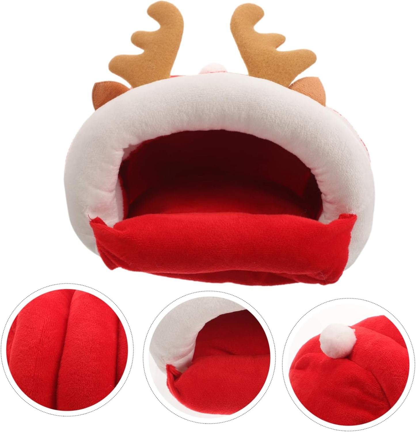 PRETYZOOM Christmas Deer Shape Hamster Hideout Cozy Nest for Small Animals for Chinchillas Hamsters Fun Warm Sleeping Place Space-Saving Design Holiday