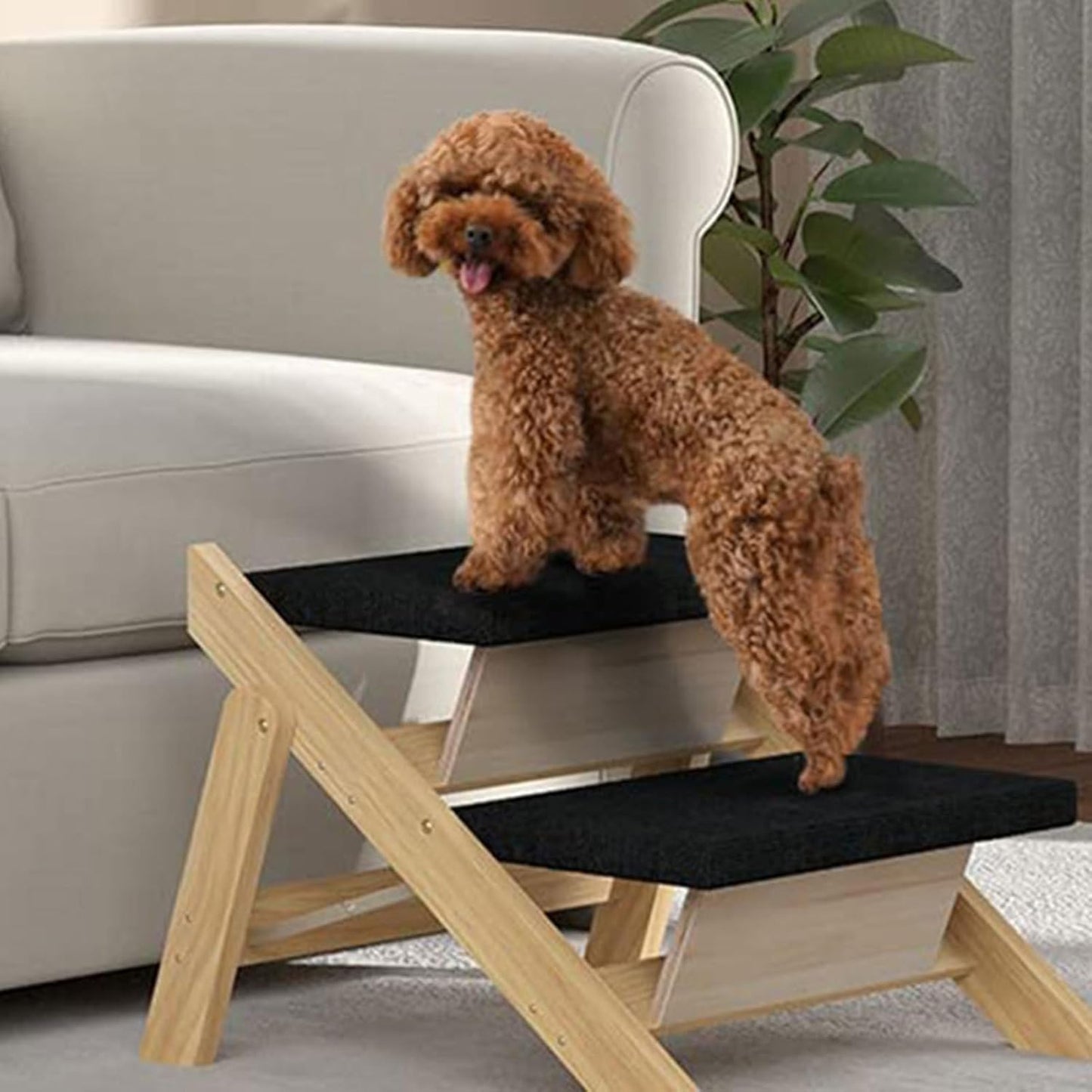High Bed Stairs, Folding 2 in 1 Pet Bed Ramp, Non Slip Dog Bed Ladder, Easy Climbing Puppy Ramp Steps, Strong Bearing Capacity Pet Staircase, Durable Dog Ramp Aid for High Bed Climbing Indoor