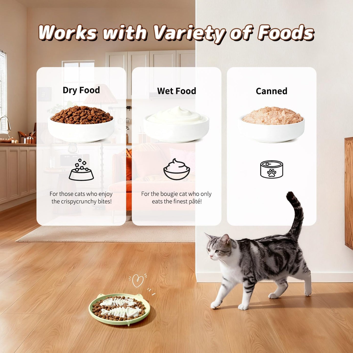 Slow Feeder Cat Bowl, 2 PCS Silicone Cat Bowl, Slow Feeder Ideal for Dry and Wet Food, Easy to Clean, Interactive Puzzle Toy for Pets Food Training, Keeps Cats Busy,6.69" W*0.65" H
