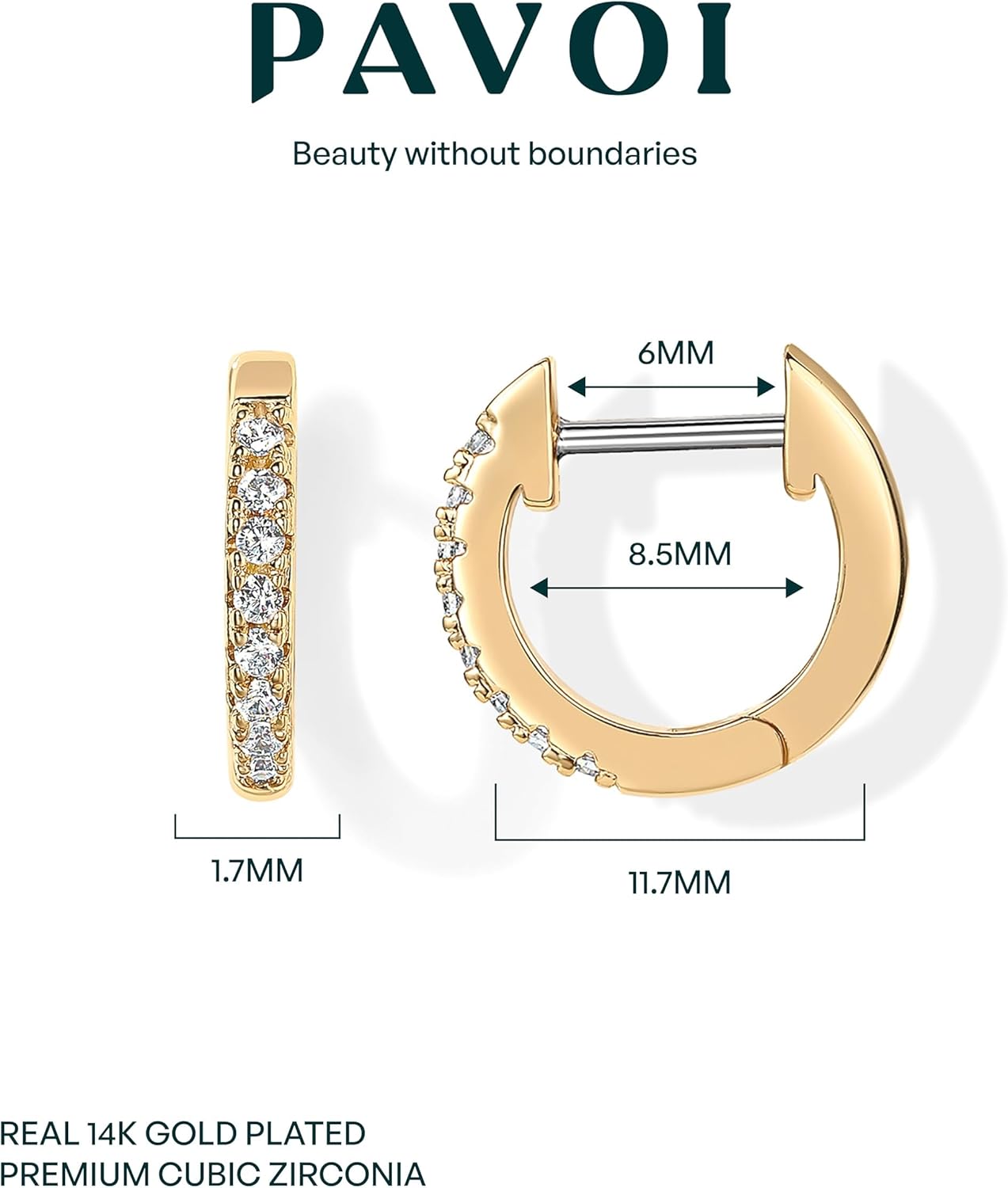 PAVOI 14K Gold Plated Cubic Zirconia Cuff Earrings Huggie Stud