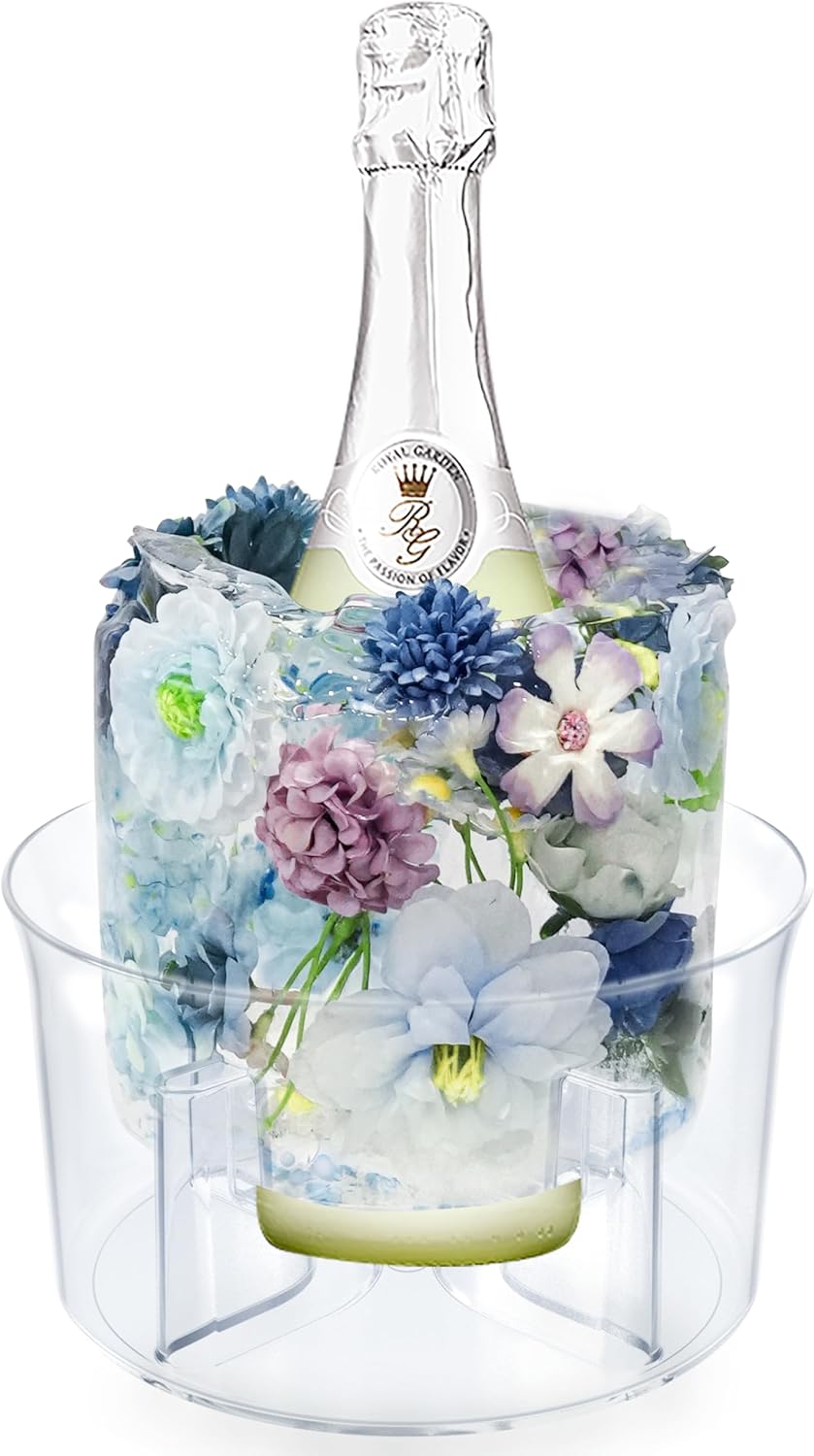 Ice Molds, Ice Bucket, Ice Mold Wine Bottle Chiller, DIY Champagne Cocktails Clear Bucket Freezer Chiller, Any Floral or Fruits Decoration for Party, Wedding and Celebration, Beautiful with Creative