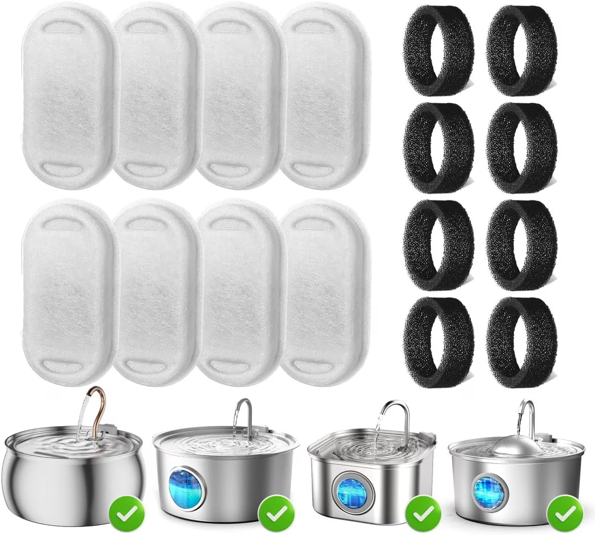 Casfuy Pet Fountain Replacement Filters for PWS-143,140,120 & 136 & 161, 8 Count