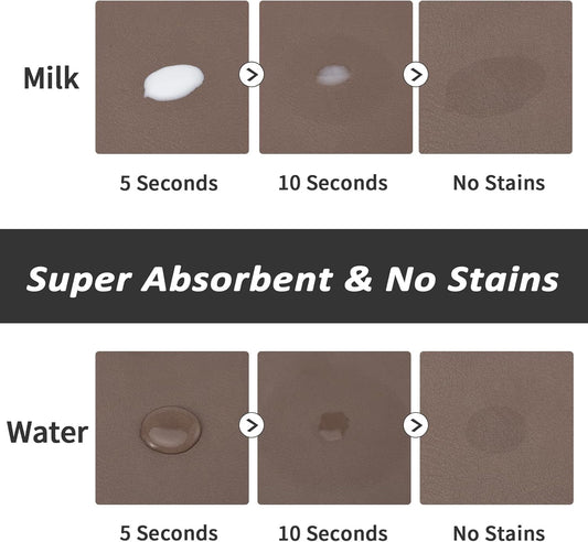 Dog Food Mat - Absorbent Cat Mat for Food and Water, No Stains Pet Feeding Bowl Mat, Easy to Clean Pet Placemats, Quick Dry Dog Water Dispenser Mat for Messy Drinkers | Brown 16"x 24"