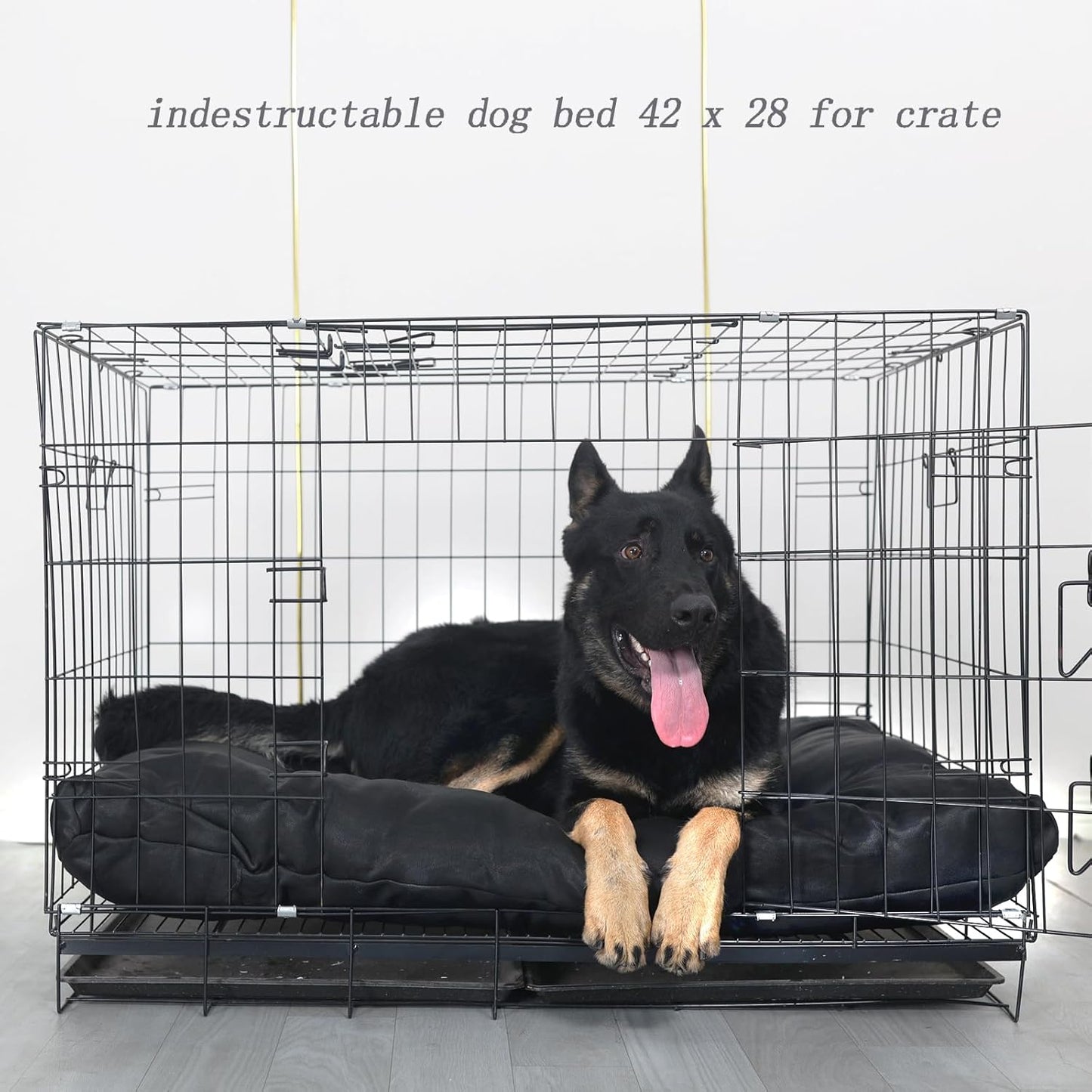 Chew Proof Dog Crate Bed for Large Dogs,Indestructible Dog Beds for Aggressive Chewers Washable,Heavy Duty Tough Durable Rip-Stop Pet Kennel Pad Made for Big Dogs 41"x27",Black