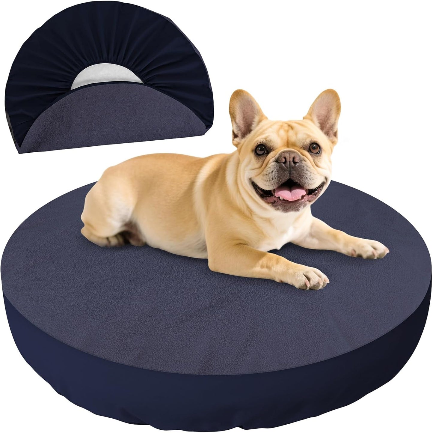 Dog Bed Covers Replacement Washable for Round & Donut Dog Bed 100% Waterproof Dog Bed Sheets Soft & Noiseless Pet Bed Cover 30" x 30" x 9.8" Blue