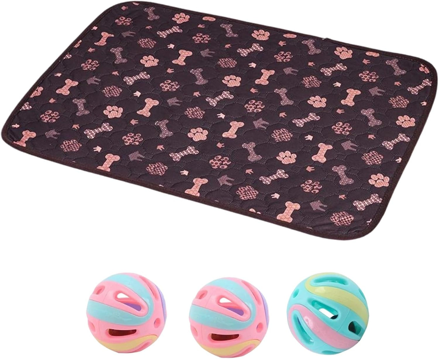Puppy Pads with Pheromones, Washable Pet Training Pads with 3 Bell Balls, Reusable Puppy Pads with Pheromones, Dog Pad Washable for Home and Travel Use, 50 x 30 cm
