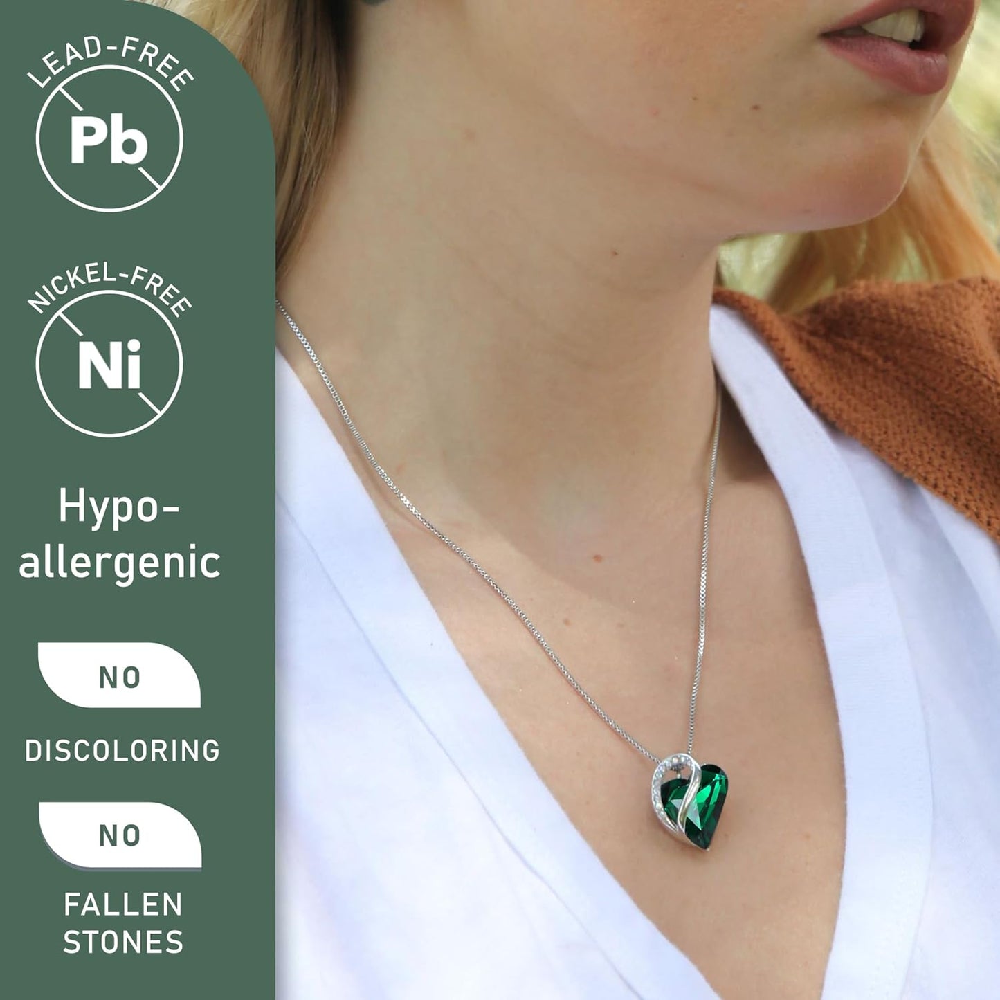 Leafael Gift Necklaces for Women, Infinity Love Birthstone Heart Crystal Pendant, Birthday Anniversary Jewelry for Wife, Mom, and Her, Silver Plated, 18" + 2" Adjustable Chain