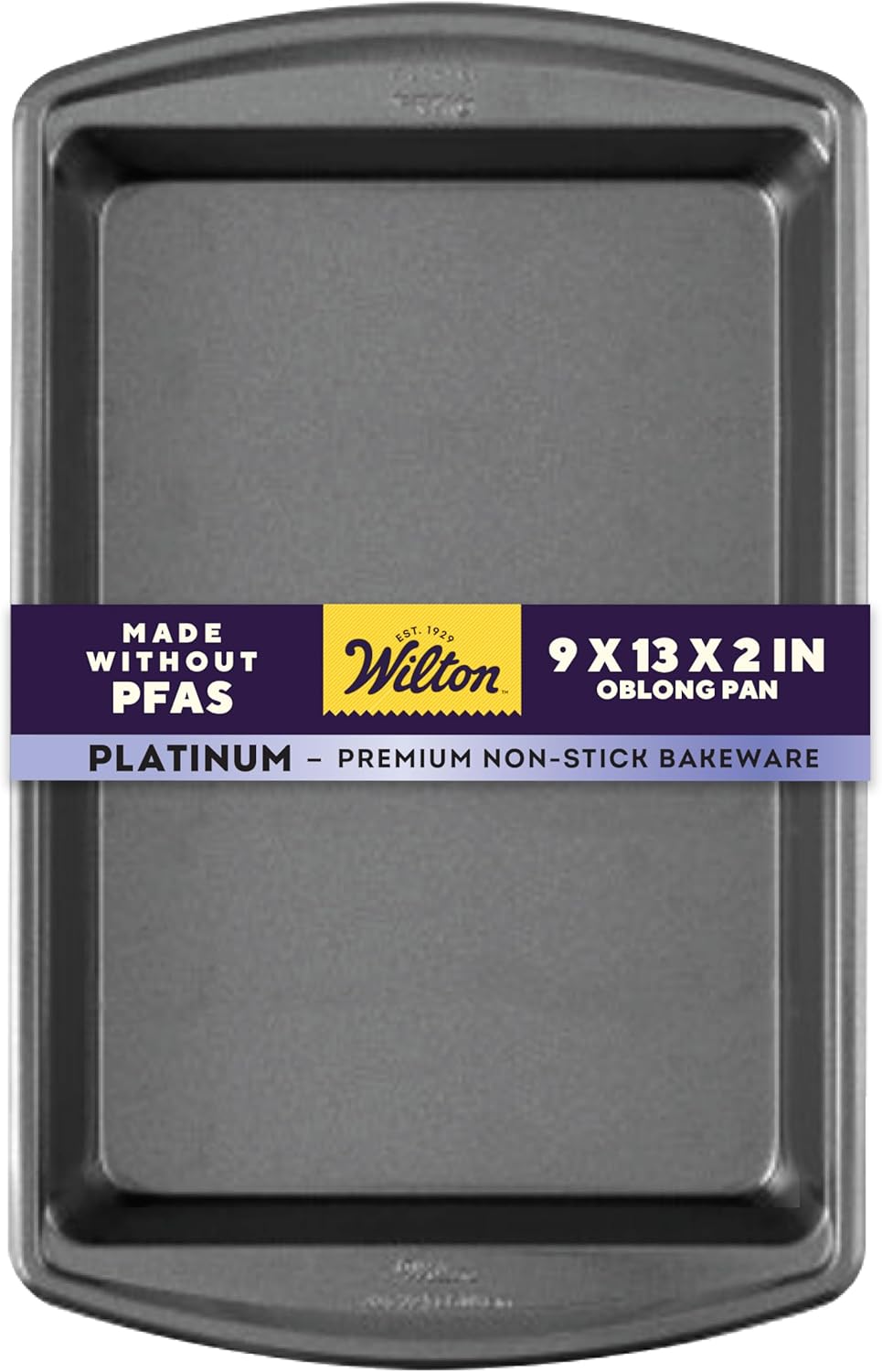 Wilton Platinum Non-Stick 13 x 9 Inch Oblong Baking or Roasting Pan, Cold-Rolled Steel Bakeware, Made without PFAS, Packaging May Vary