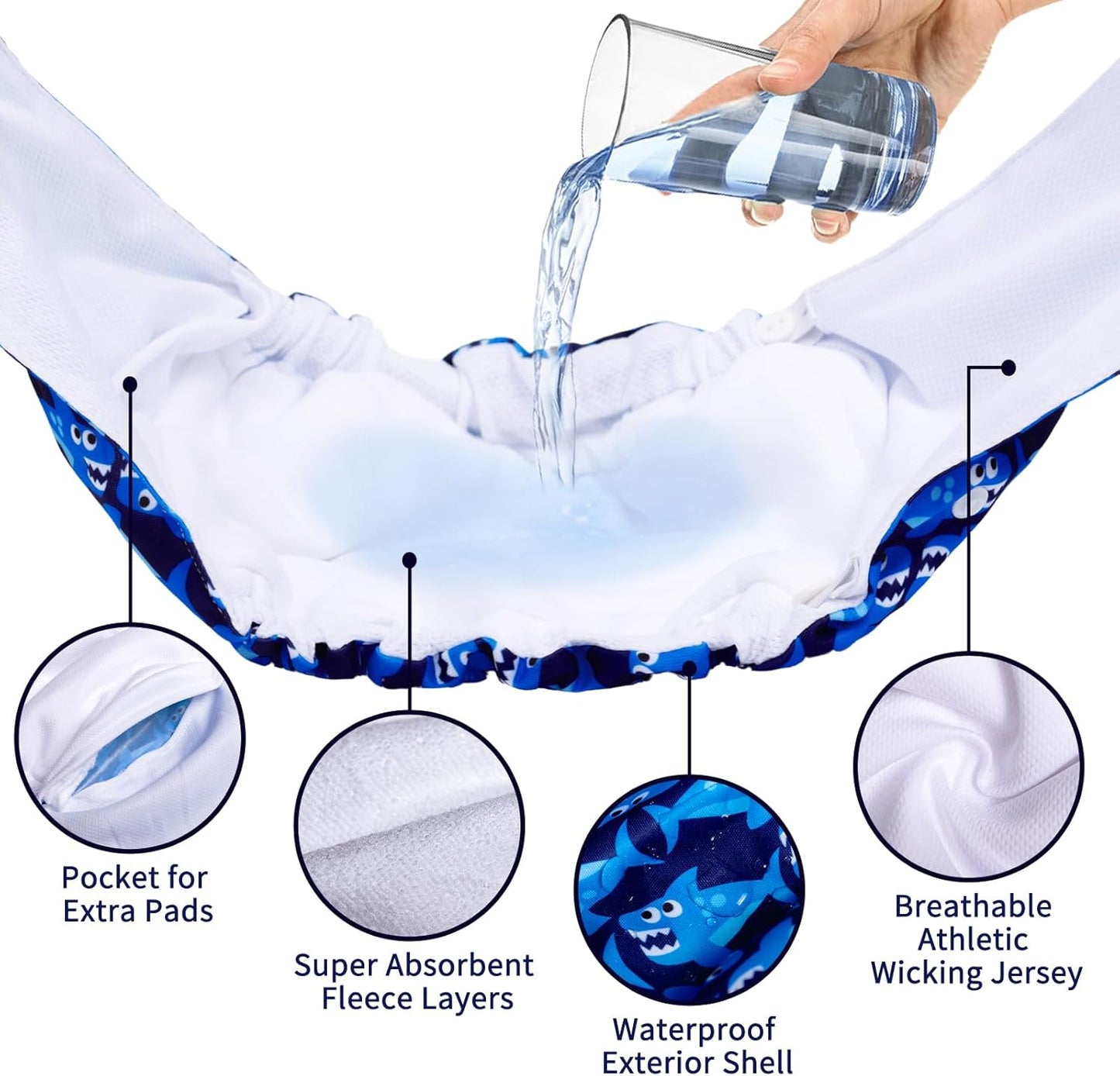 CuteBone Washable Dog Diapers Male with Snaps Reusable 3pcs a Pack Doggie Belly Band for Male Dogs Wraps KDM02S