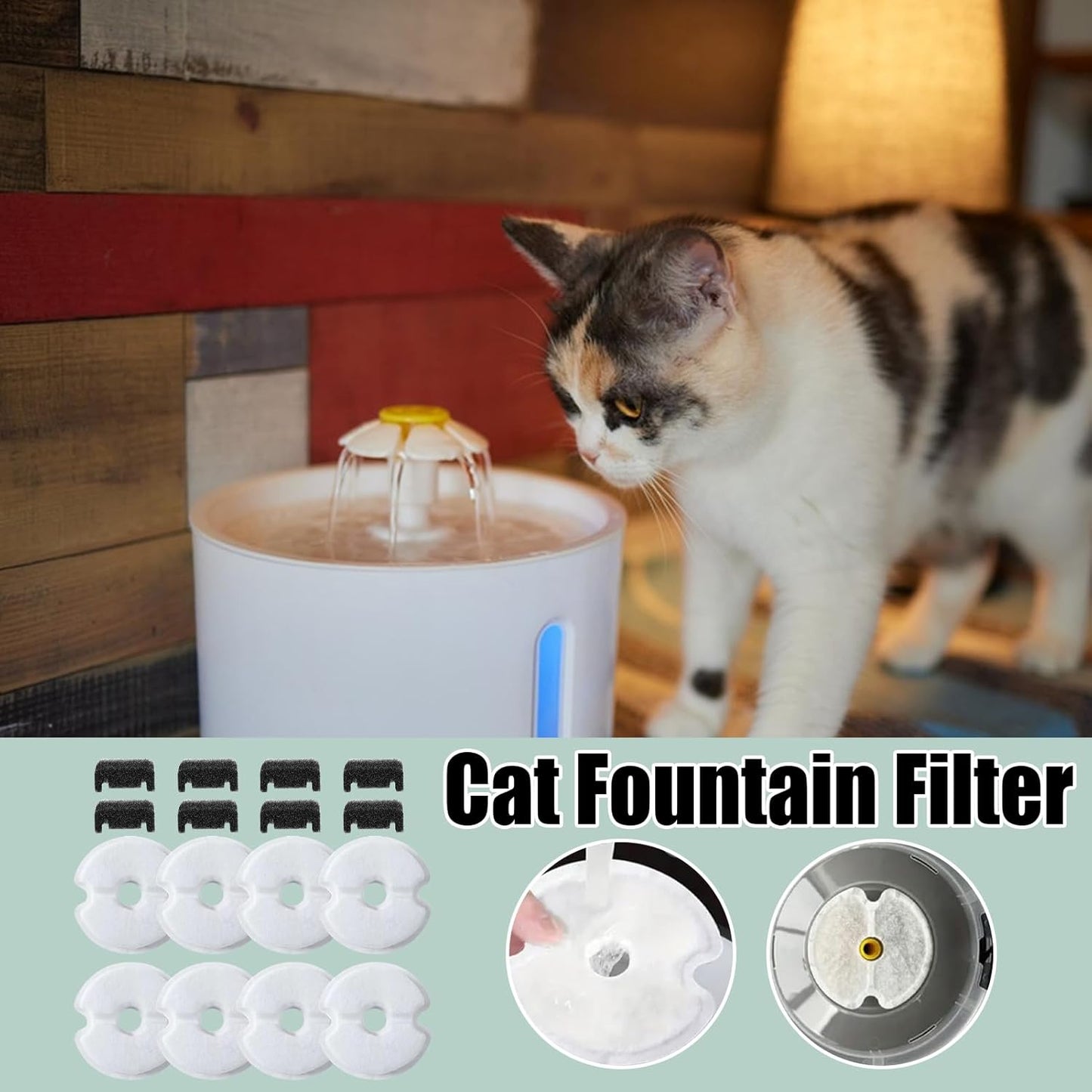 Genérico Pet Water Fountain Filter - Replacement Filters for Pet Water Dispenser Fountain | Adjustable Filtration Safe for Cats, Dogs, Solution