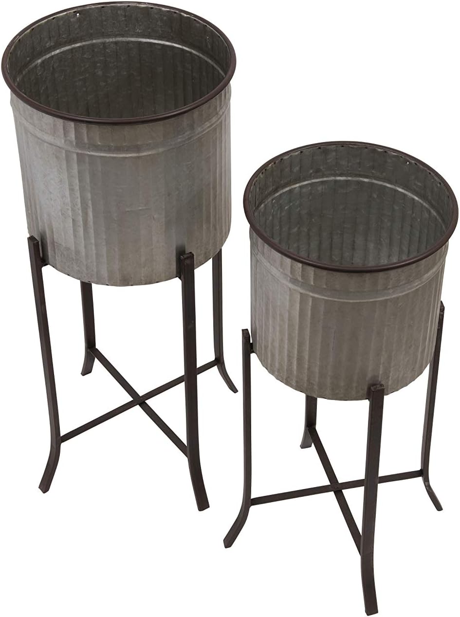 Creative Co-Op Set of 2 Iron Planters on Stands