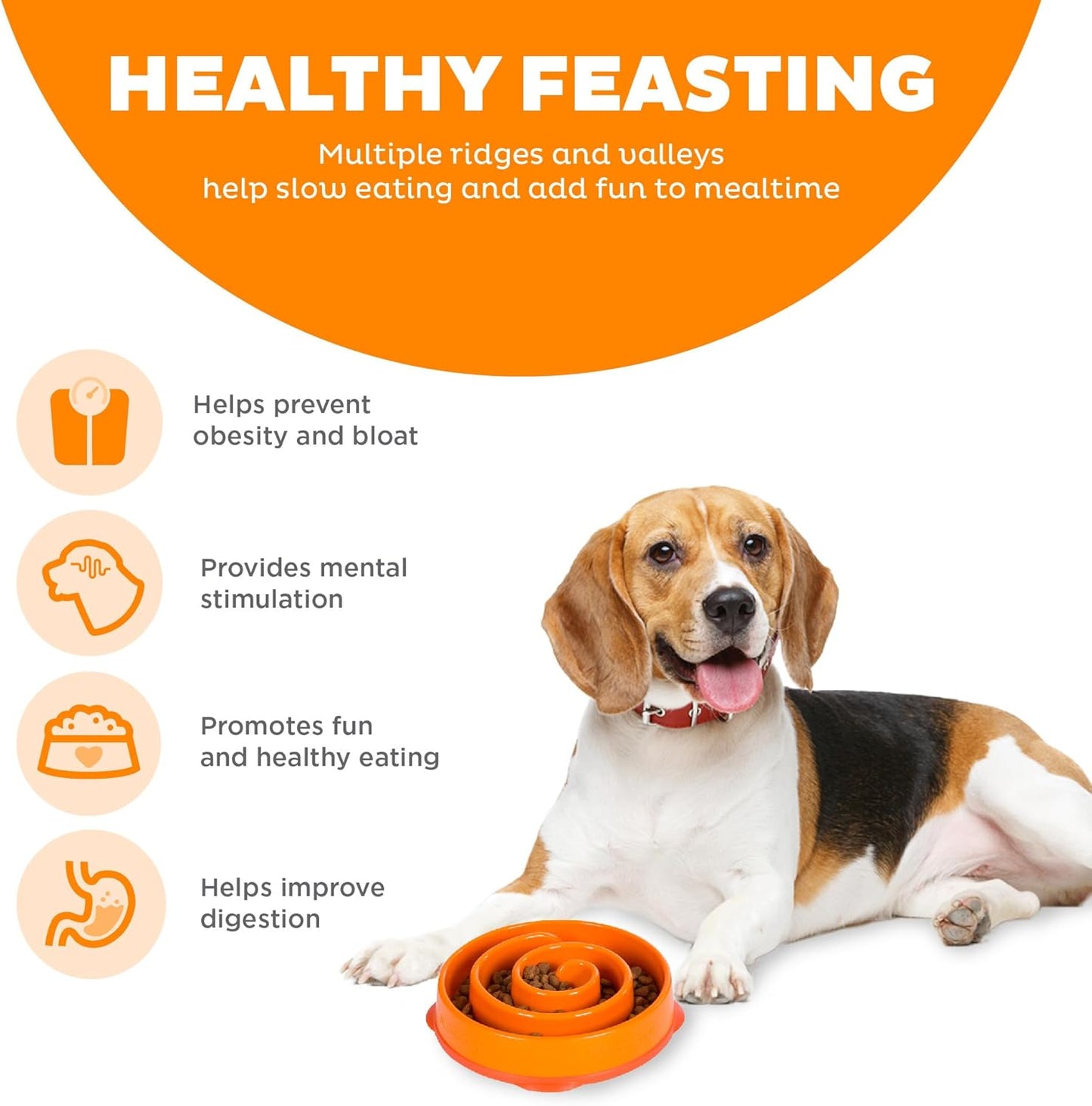 Outward Hound Fun Feeder Dog Bowls, Slow Feeders for Dogs, Medium/Mini, Turquoise and Orange